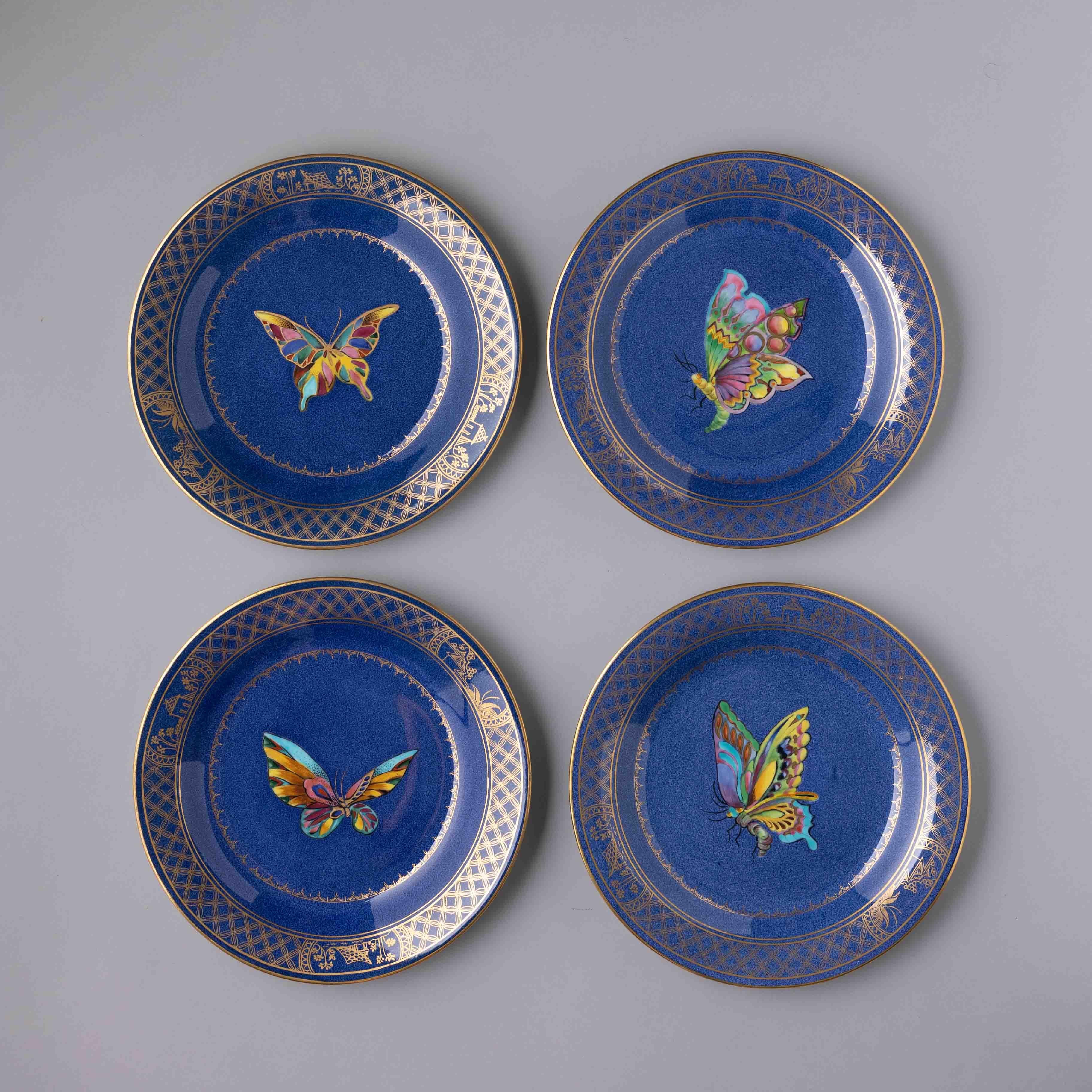 British Set of 12 Daisy Makeig-Jones Wedgwood Butterfly Plates