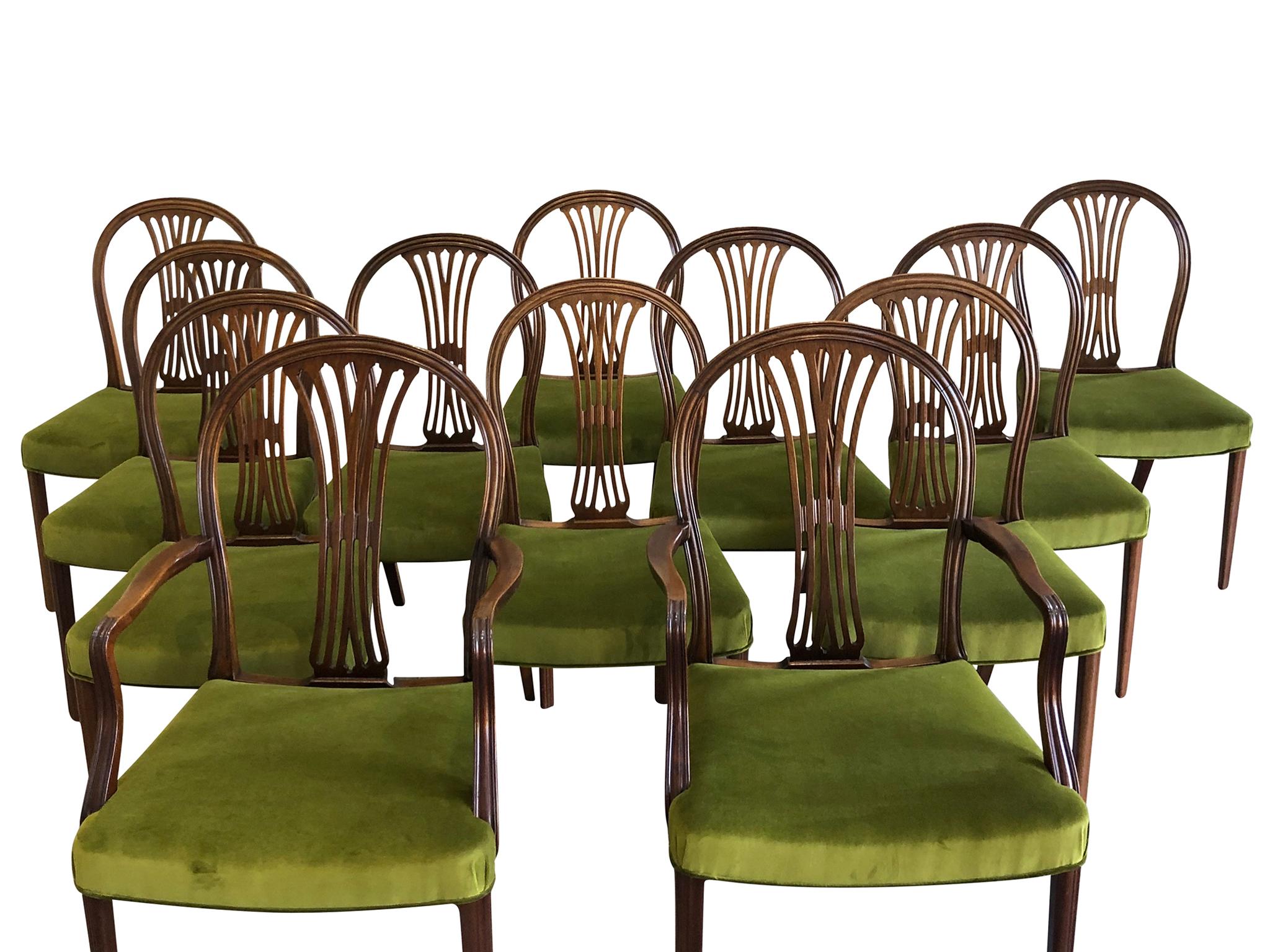 Art Deco Set of 12 Danish Deco Dining Chairs by Frits Henningsen