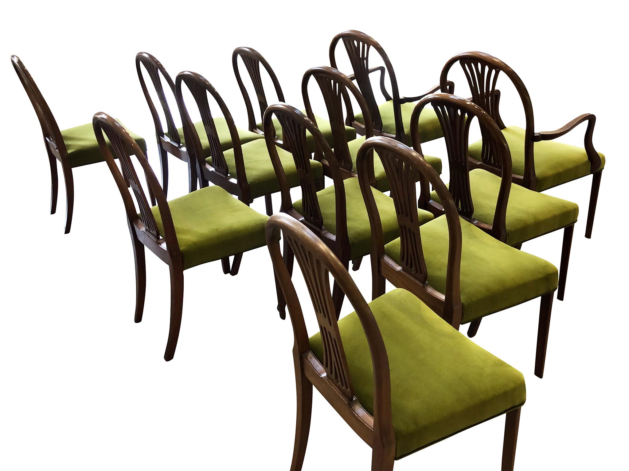 Hand-Crafted Set of 12 Danish Deco Dining Chairs by Frits Henningsen