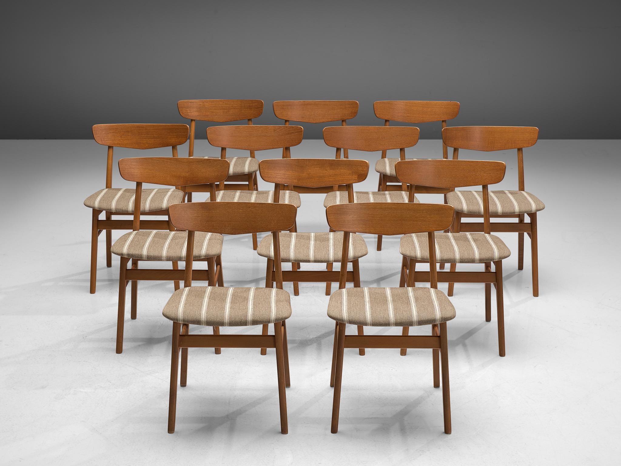 Mid-Century Modern Set of 12 Danish Dining Chairs in Teak