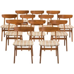 Set of 12 Danish Dining Chairs in Teak