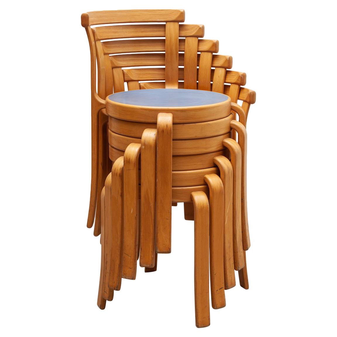 Set of 6 Danish Mid Century Series 8000 Stacking Chairs by Magnus Olesen