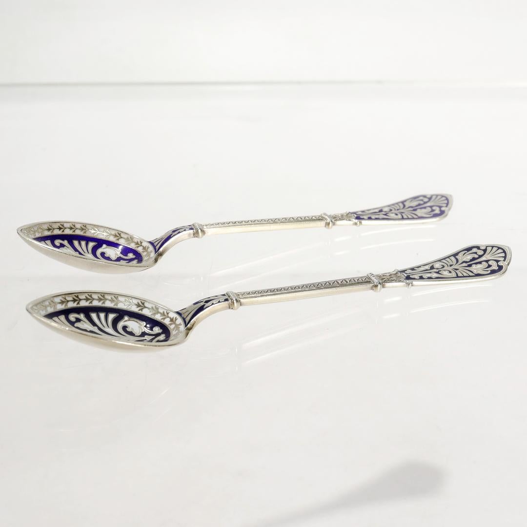 Set of 12 David Andersen Gilt Sterling Silver & Blue Enamel Demitasse Spoons For Sale 7