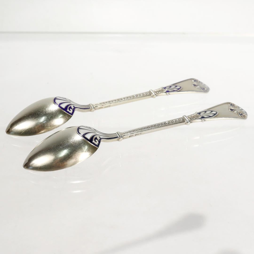 Set of 12 David Andersen Gilt Sterling Silver & Blue Enamel Demitasse Spoons For Sale 8