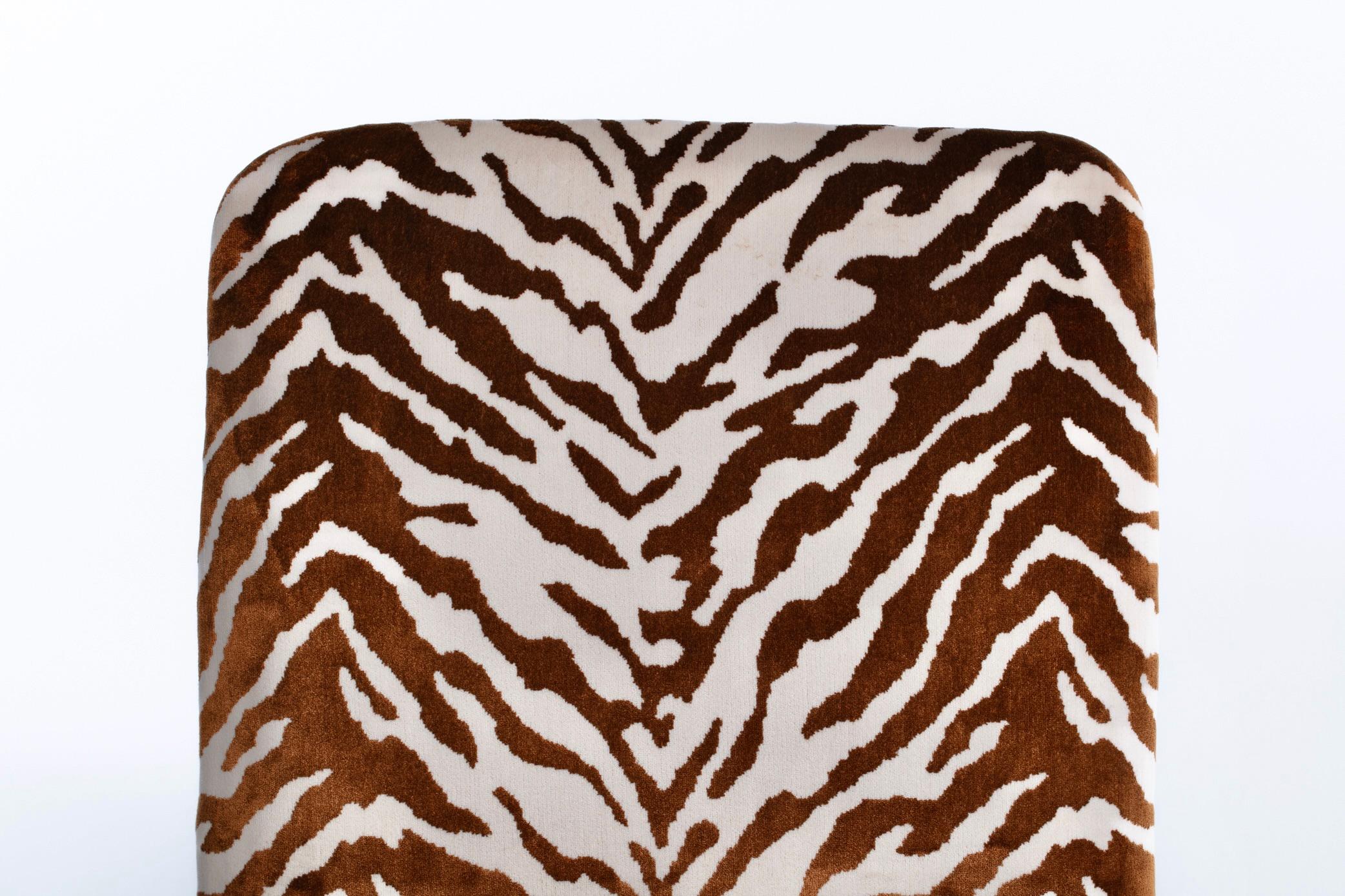 Set of 12 Design Institute of America Chrome Dining Chairs in Ivory Tiger Velvet 6
