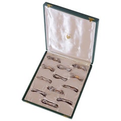 Set of 12 Different Silver Plated Art Deco Knife Rests Gallia for Christofle