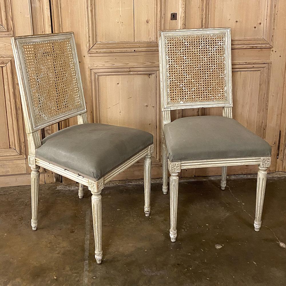 Set of 12 Dining Chairs, Antique French Louis XVI with Cane Seatbacks 3