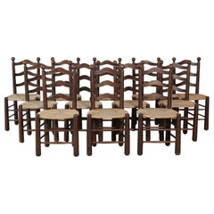 Set of 12 Dining Chairs, attributed to Charles Dudouyt, France, 1950s