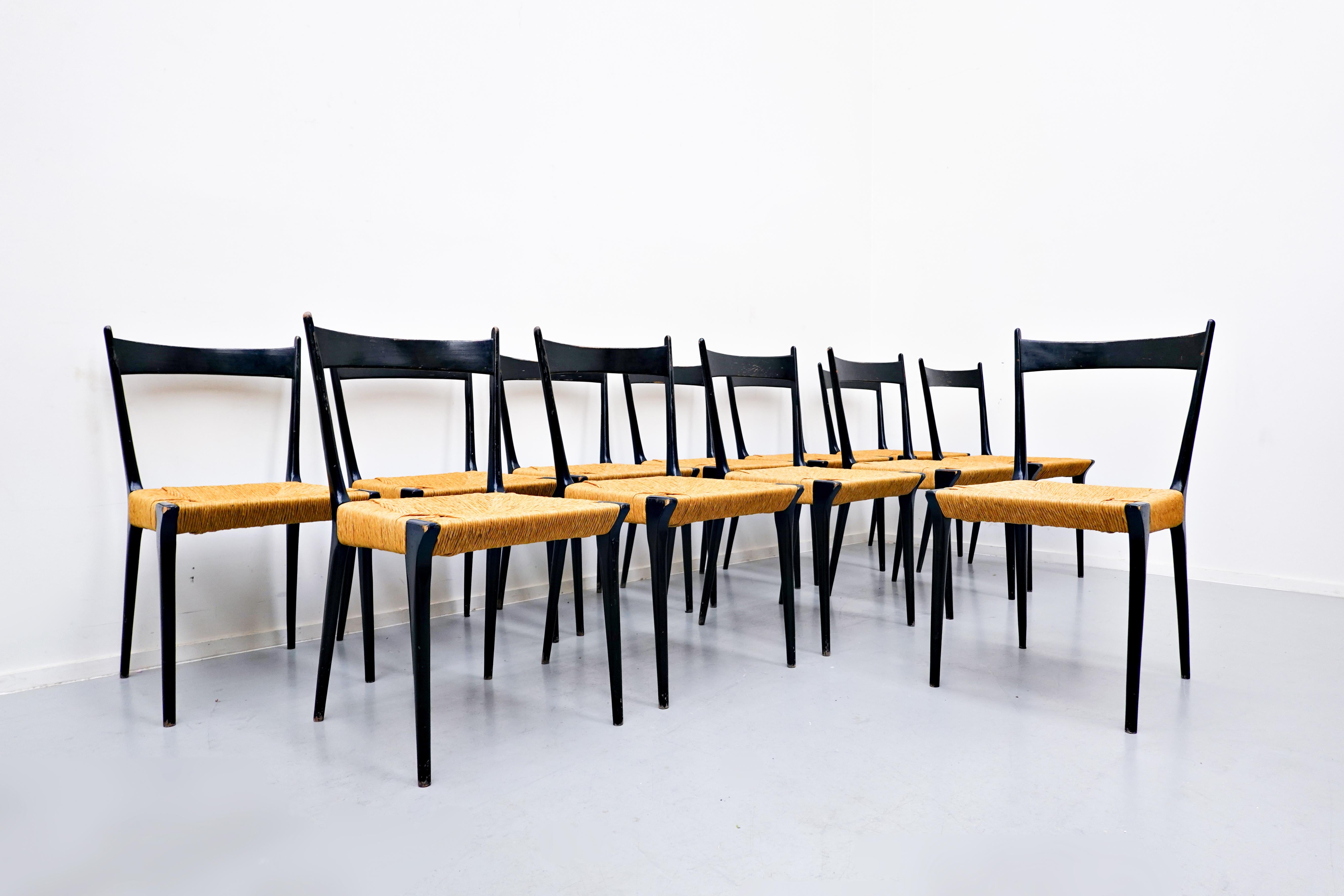 Mid-20th Century Set of 12 Dining Chairs by Alfred Hendrickx for Belform, Belgium, 1958