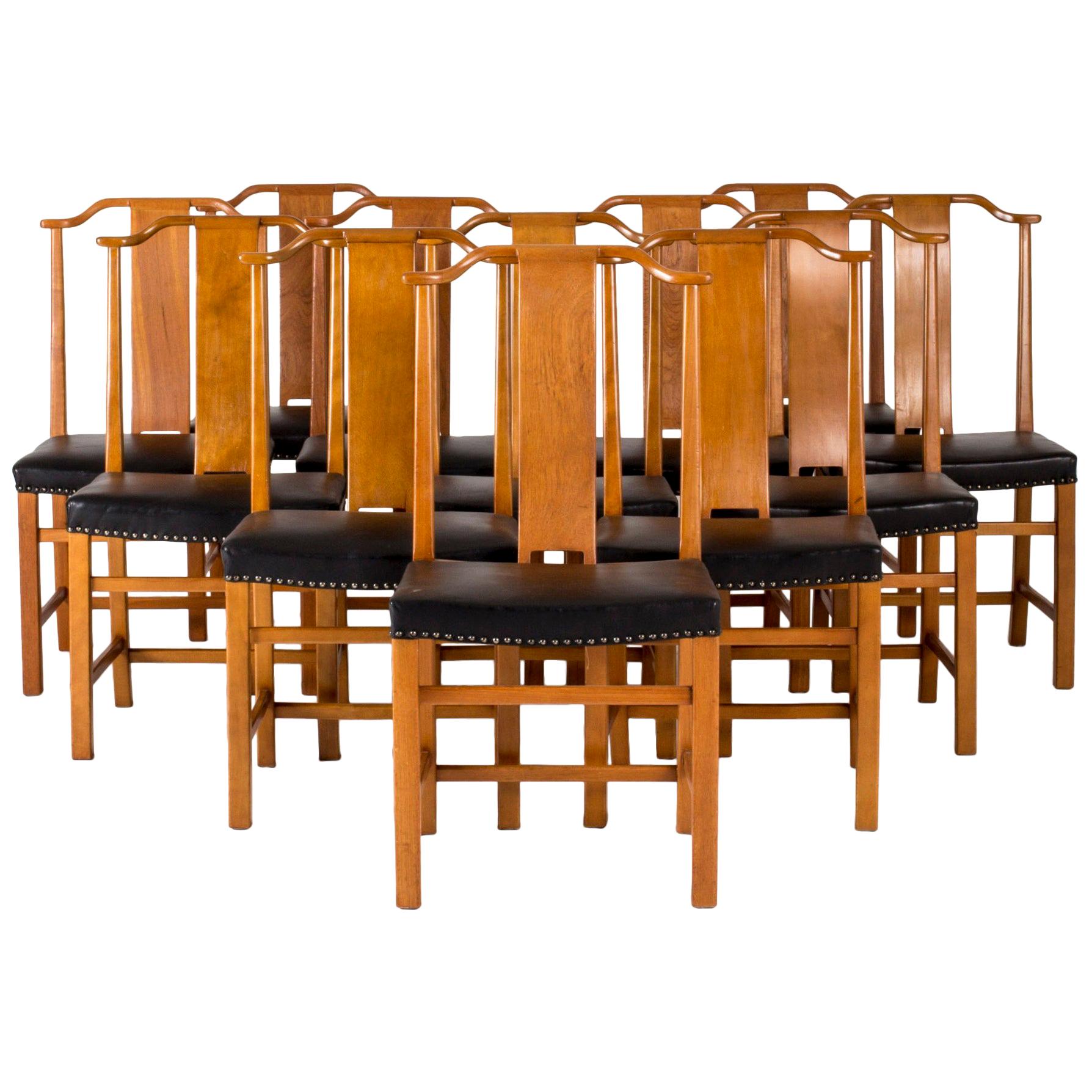 Set of 12 Dining Chairs by Axel Larsson For Sale