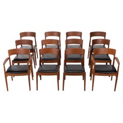 Set of 12 dining chairs by Henning Kjaernulf for KS Mobler, Denmark 1960s 10 + 2