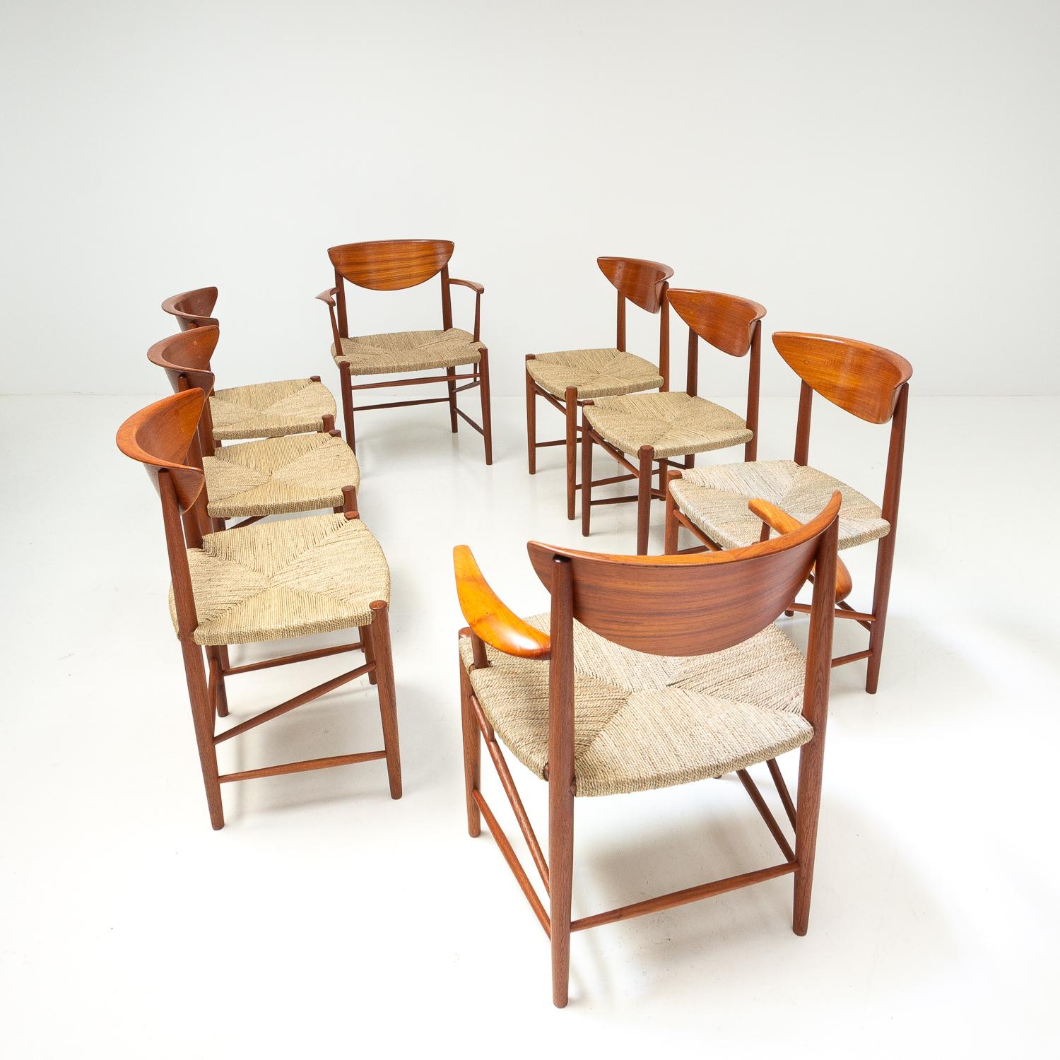 Mid-Century Modern Set of 12 Dining Chairs by Hvidt and Mølgaard-Nielsen, Denmark, 1950s