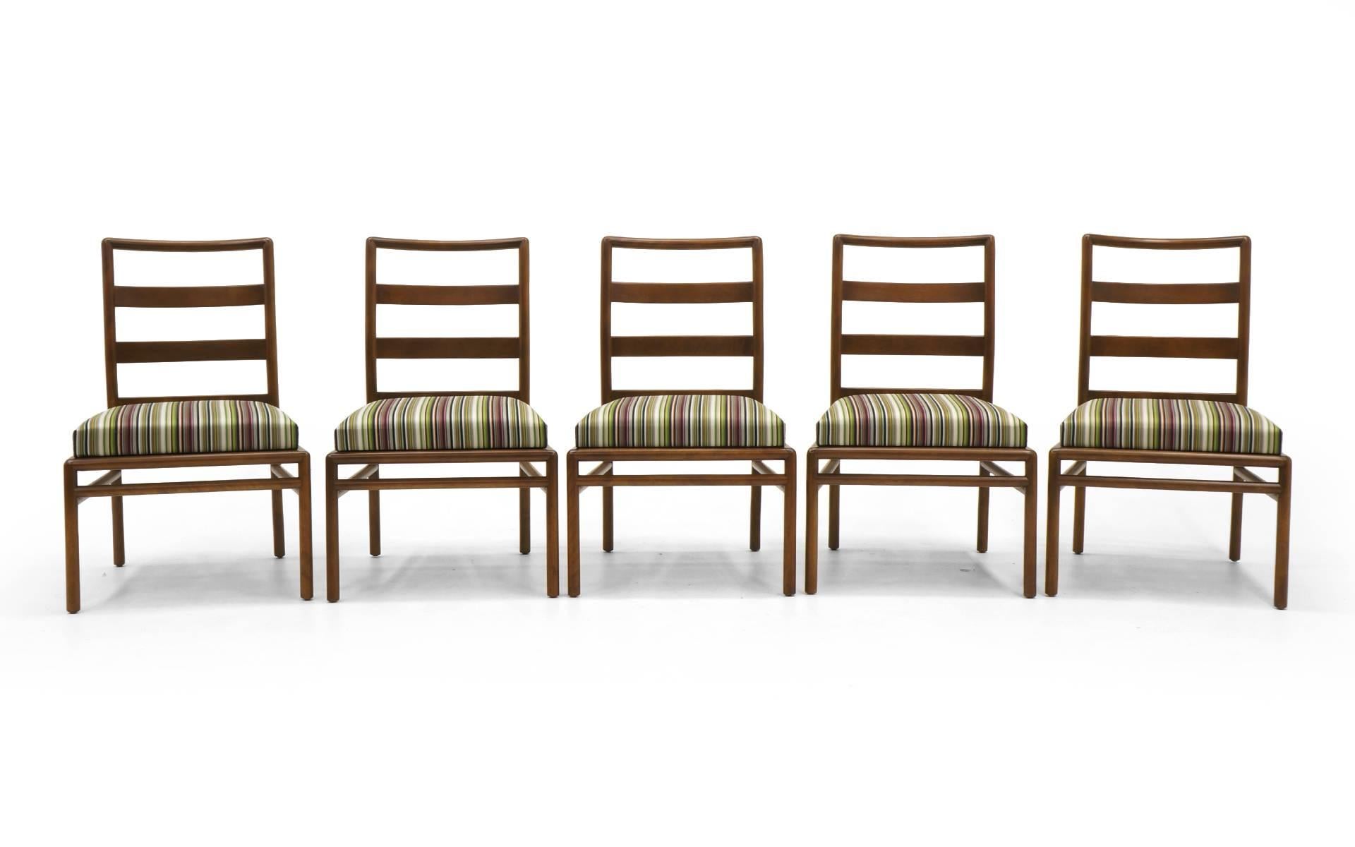 Mid-Century Modern Set of 12 Dining Chairs by Robsjohn-Gibbings for Widdicomb, Paul Smith Fabric