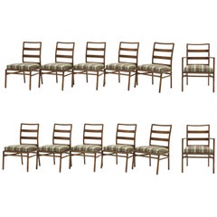 Set of 12 Dining Chairs by Robsjohn-Gibbings for Widdicomb, Paul Smith Fabric