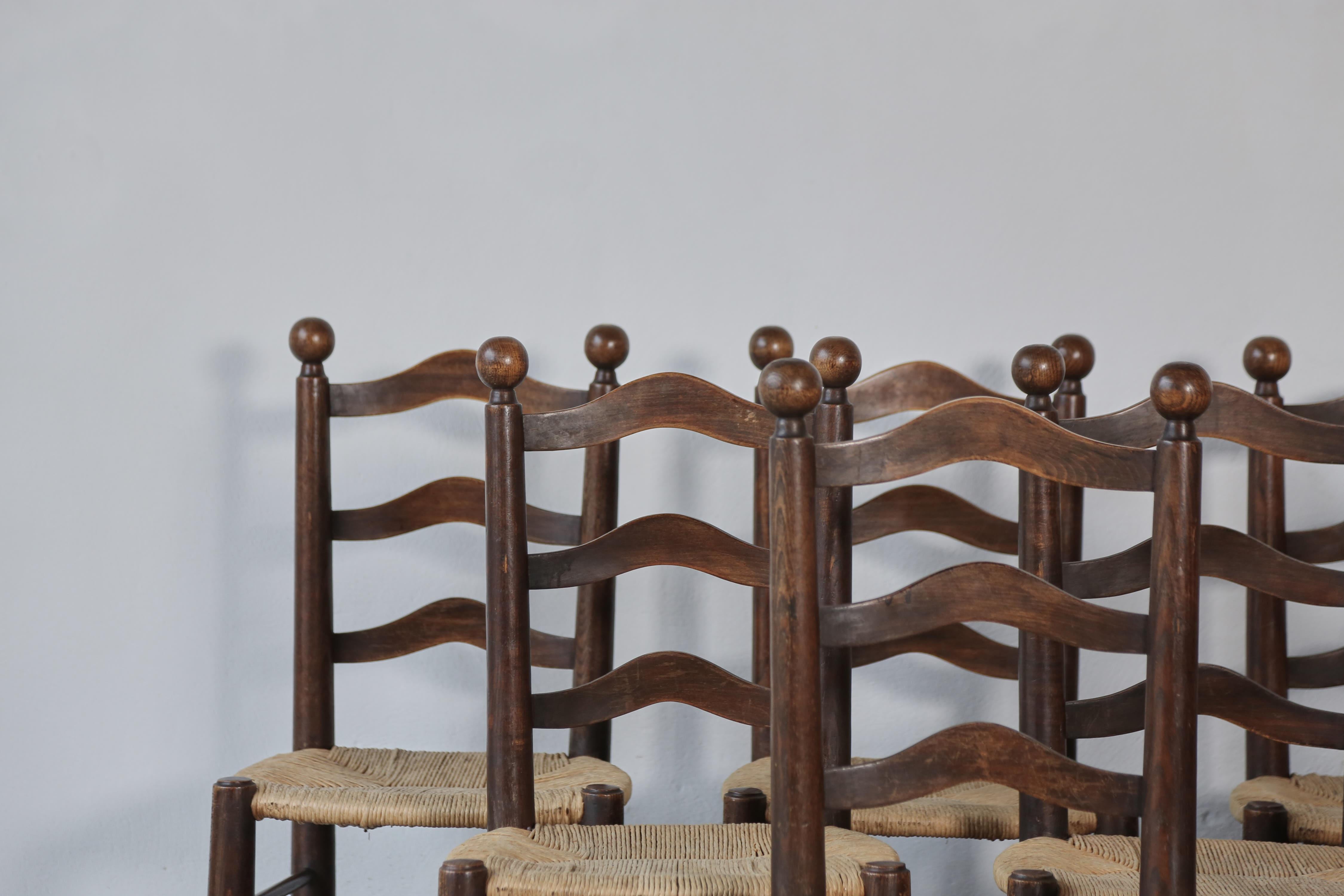 Set of 12 Dining Chairs, attributed to Charles Dudouyt, France, 1950s 2