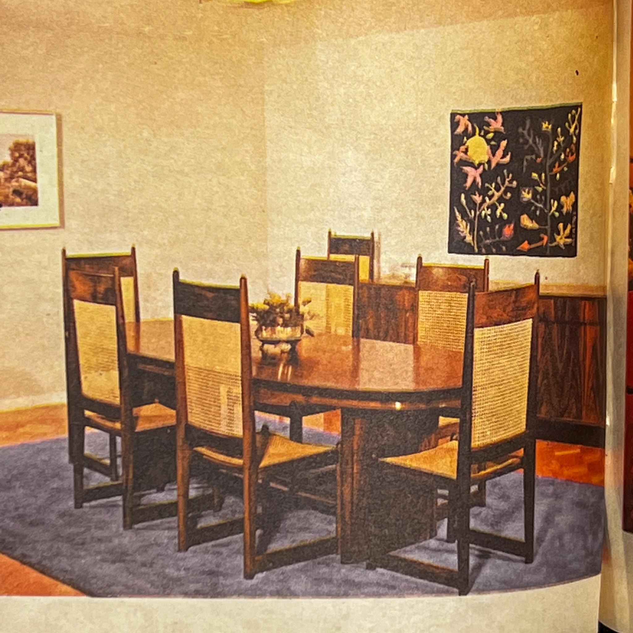 Satz von 12 Esszimmerstühlen aus Hartholz und Rohrgeflecht von Fatima, ca. 1960er Jahre im Angebot 10