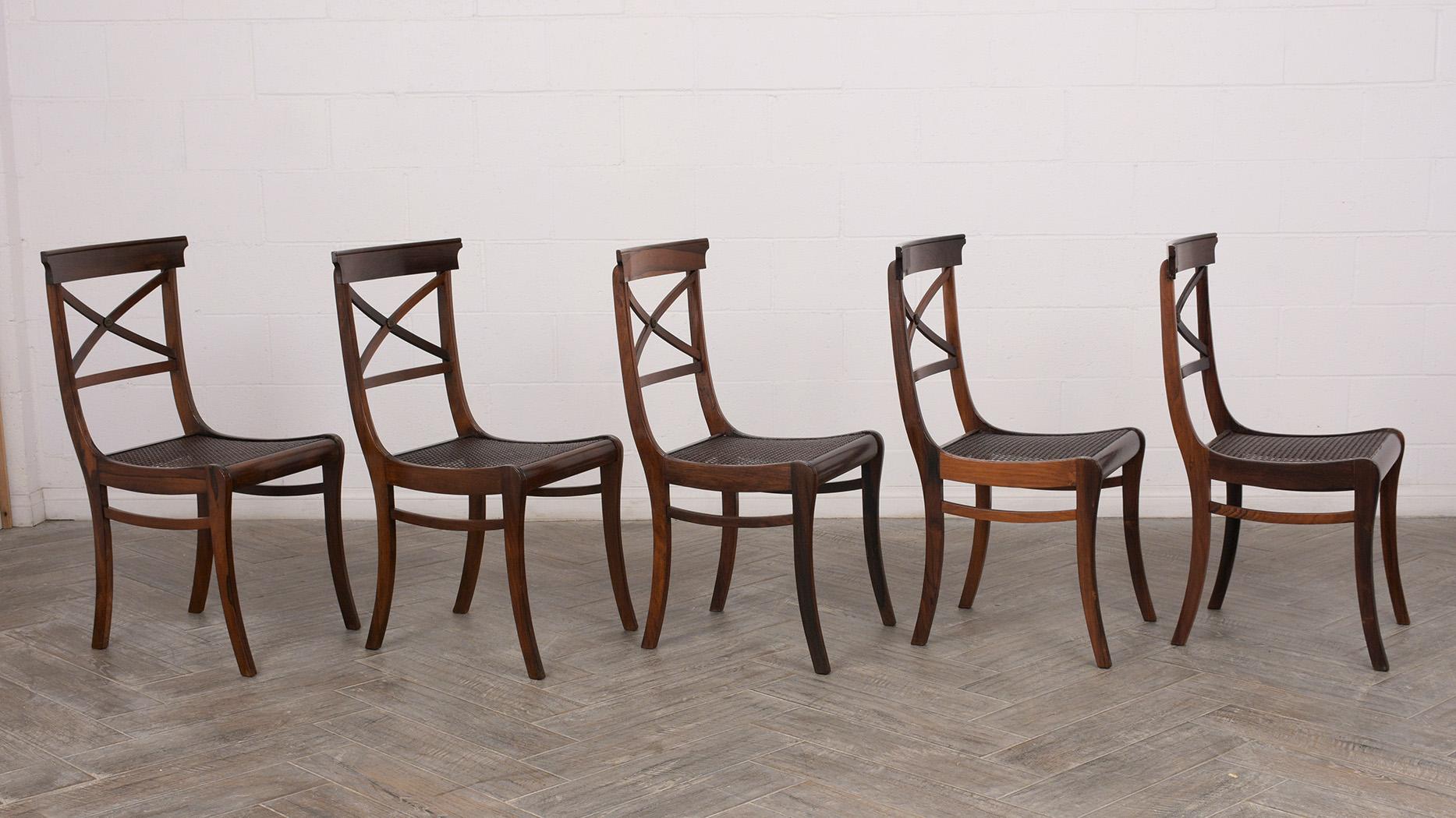 English Set of 12 Dining Chairs in Regency Style Complete Restoration