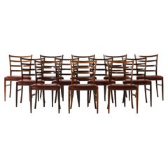 Set of 12 Dining Chairs in Rosewood and Leather, 1960s