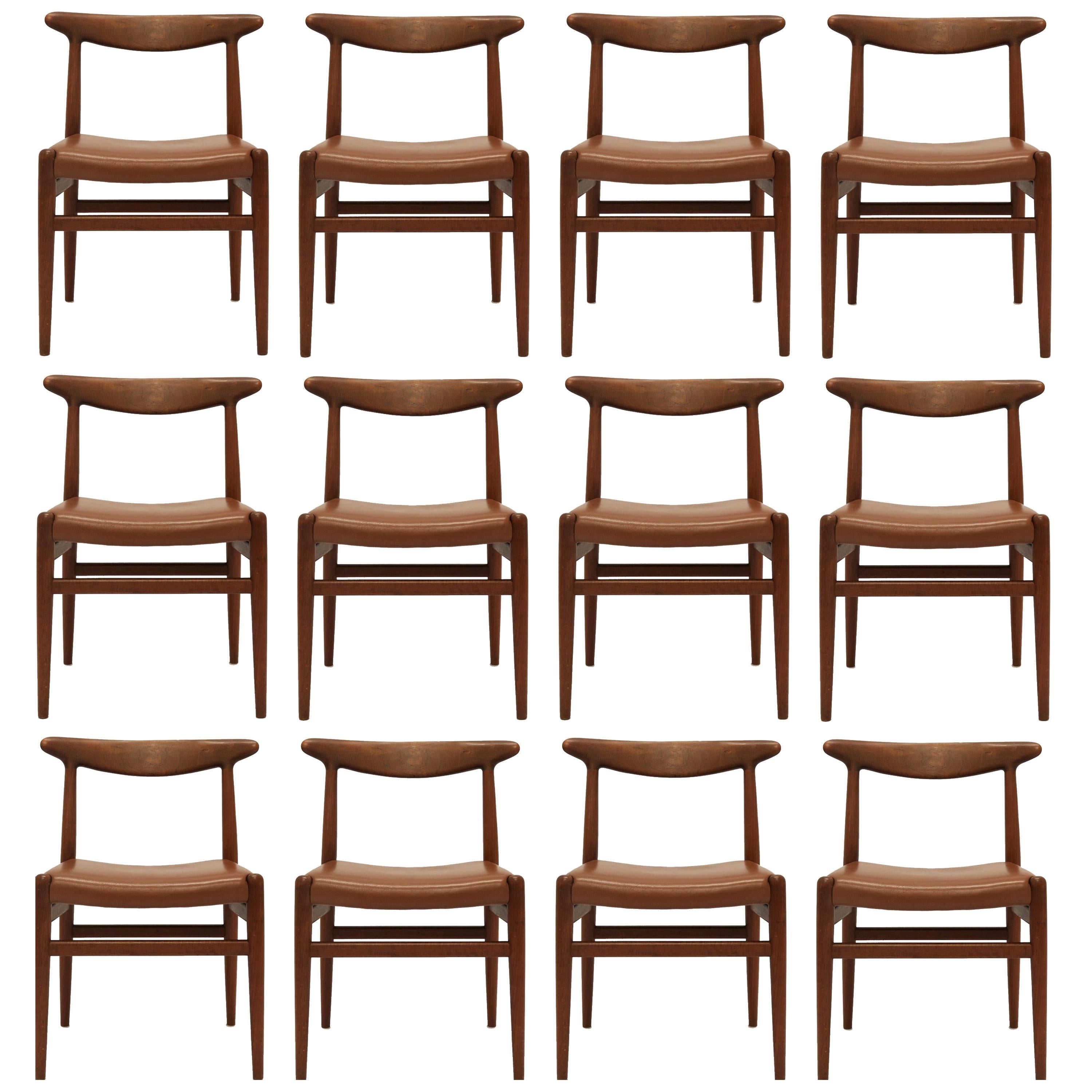Set of 12 Dining Chairs model W2 by Hans J. Wegner, 1954