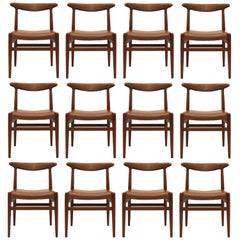 Set of 12 Dining Chairs model W2 by Hans J. Wegner, 1954