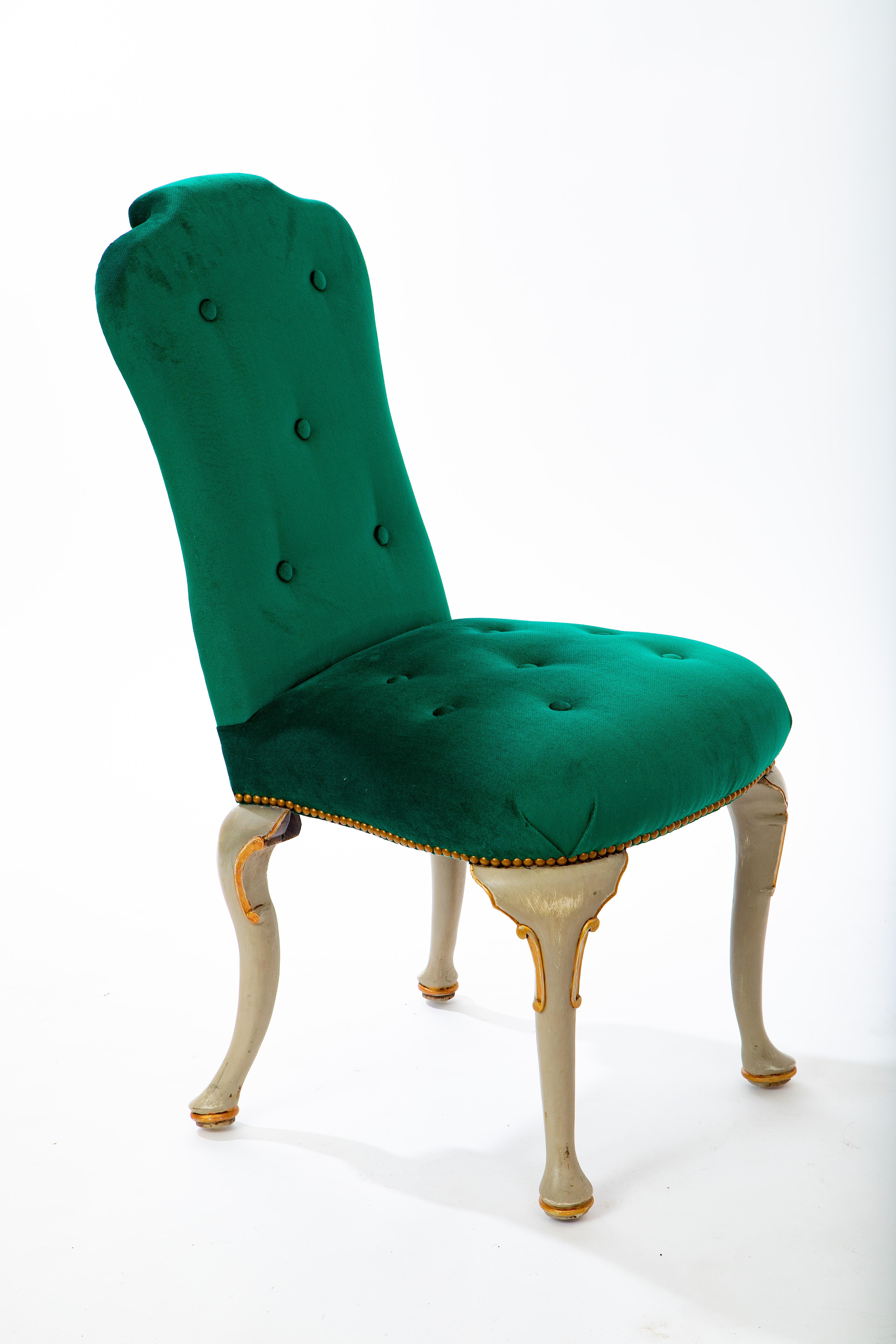 green high back dining chairs
