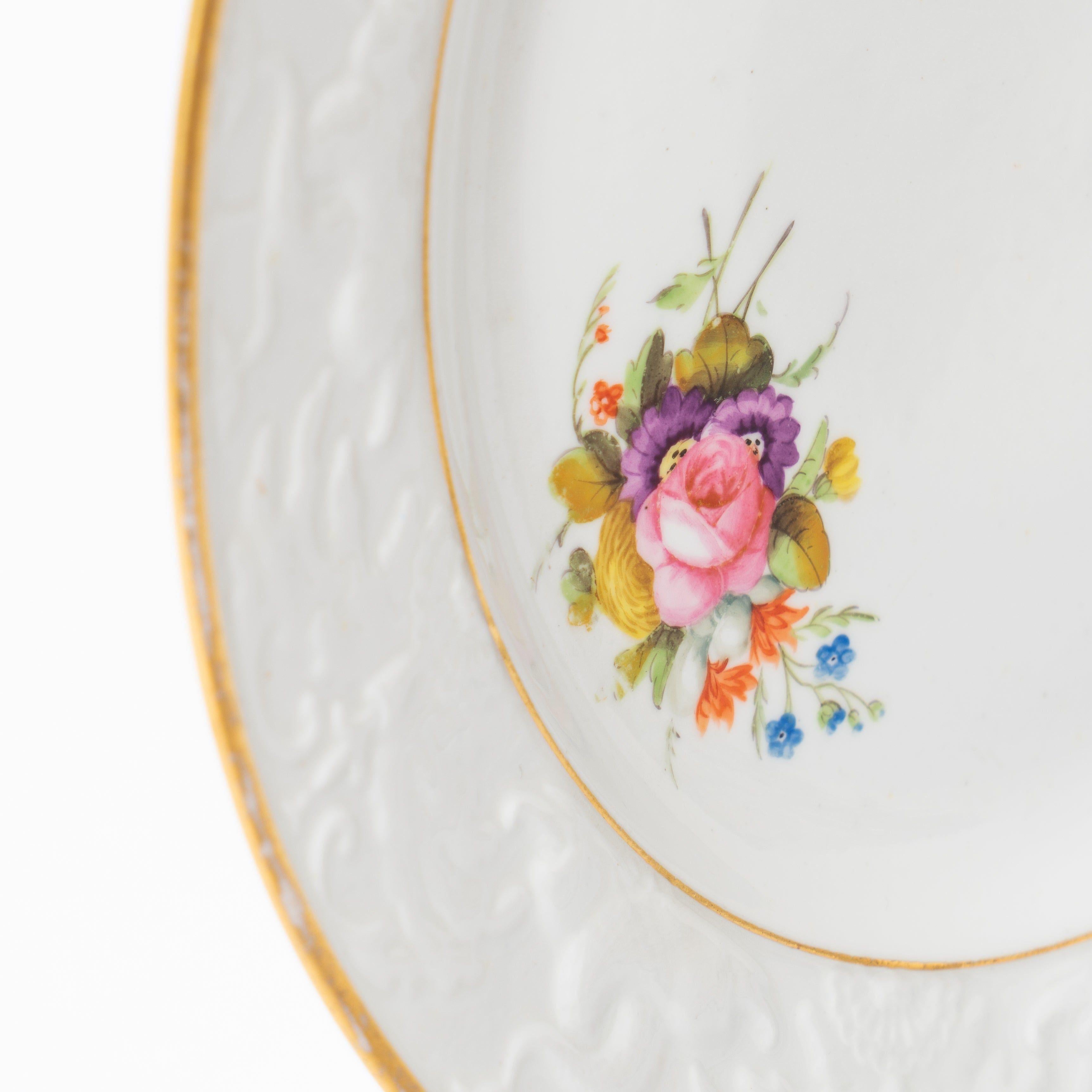 XIXe siècle Ensemble de 12 assiettes à dîner et 8 assiettes à dessert en porcelaine à la cendre d'os de Spode en vente