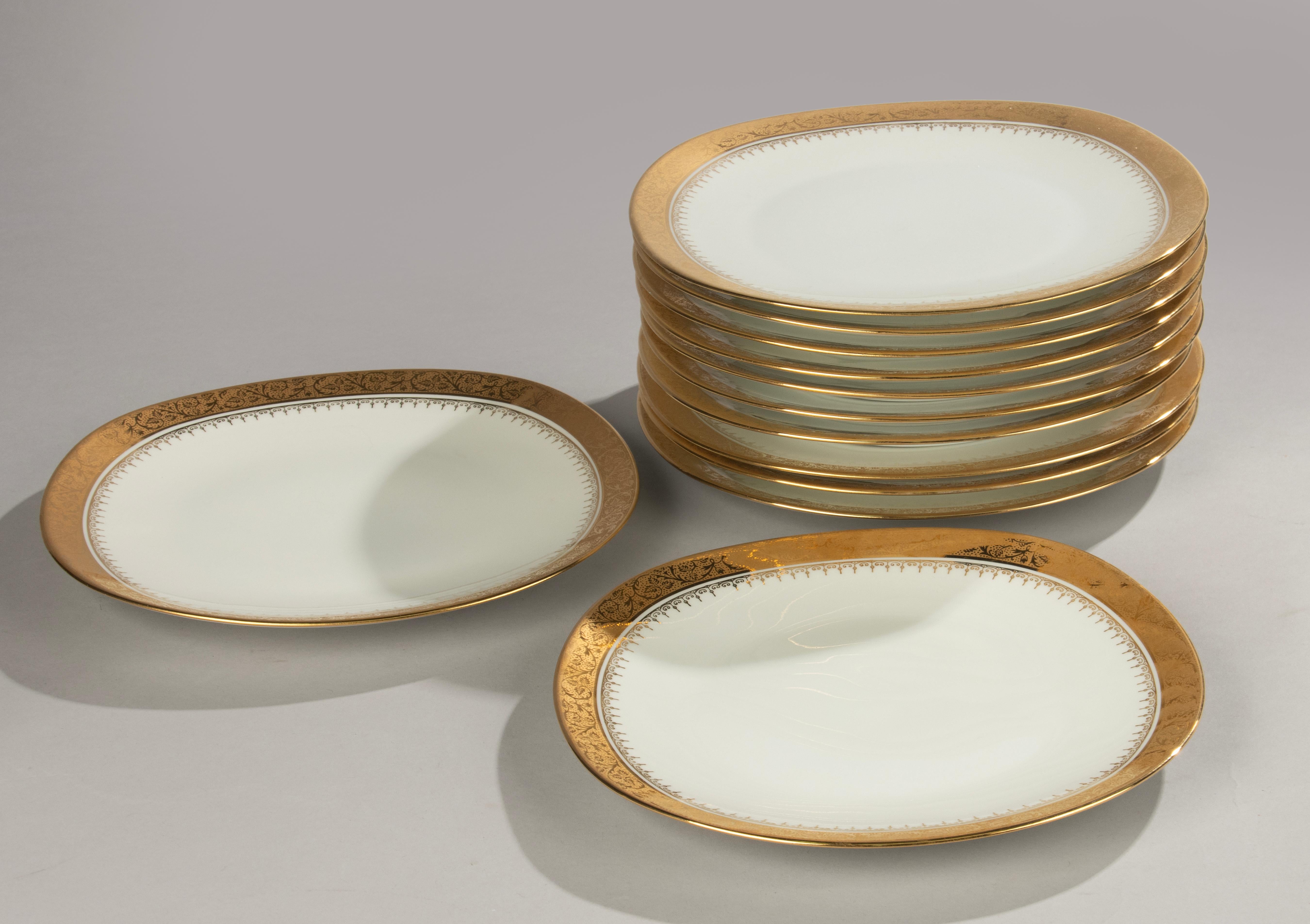 French Set of 12 Dinner Plates - Raynaud Limoges For Sale