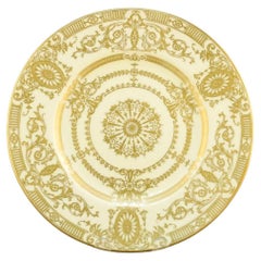 Satz von 12 Speisetellern, Royal Worcester England All Over Gold dekoriert
