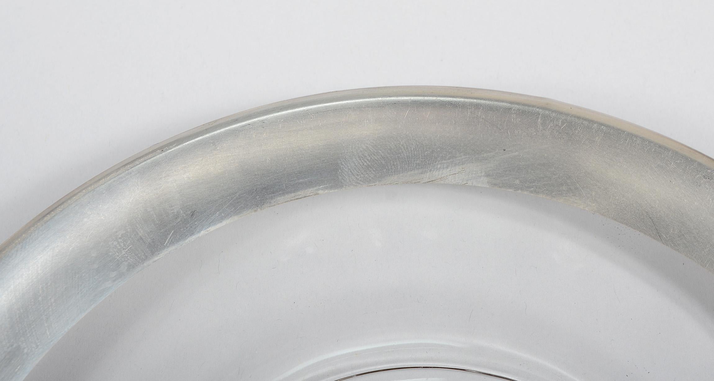 Set of 12 Dorothy Thorpe Silver Rim Lunch Plates In Good Condition In San Mateo, CA