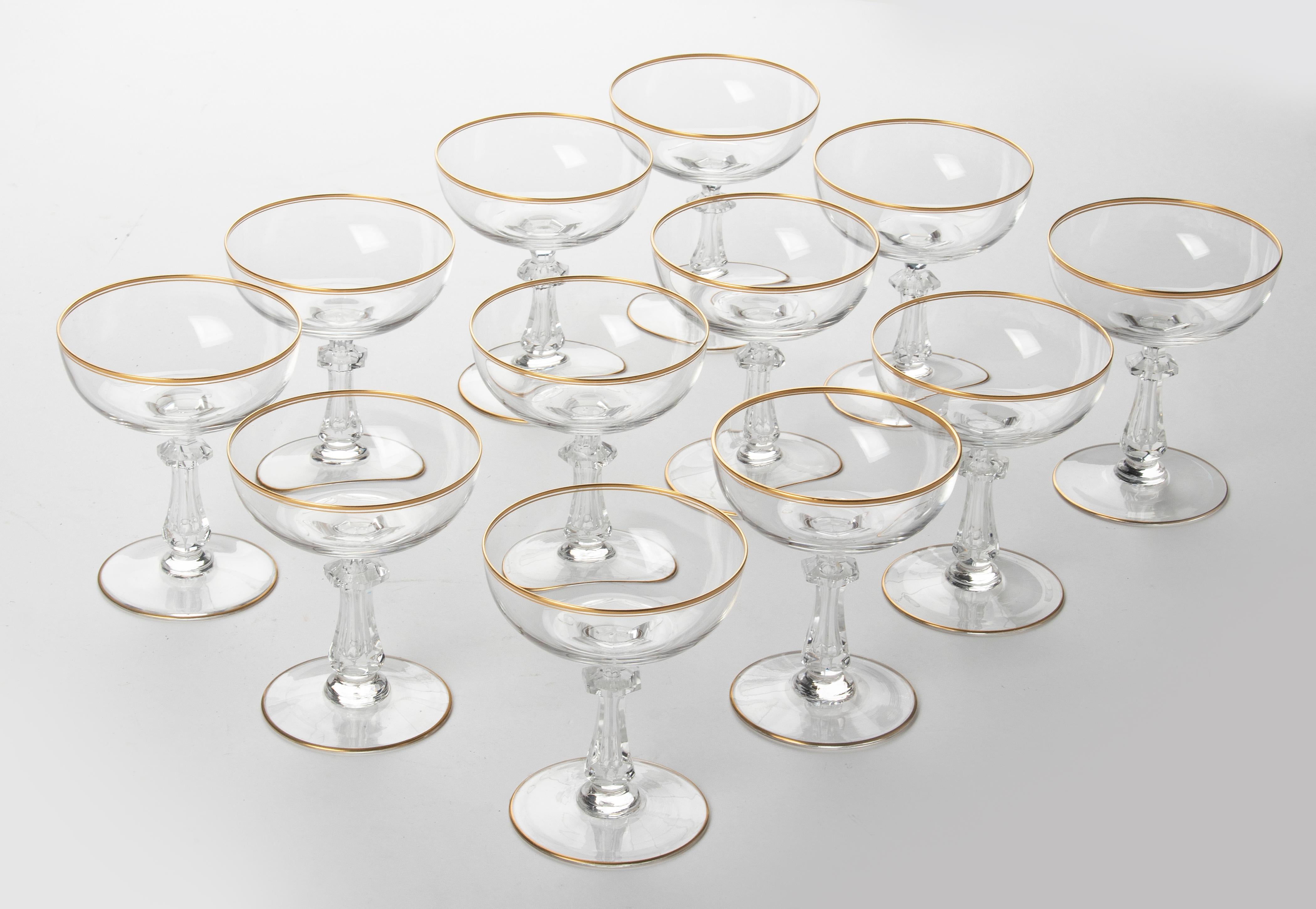 Set of 12 Early 20th Century Fine Crystal Cocktail or Champagne Glasses 4