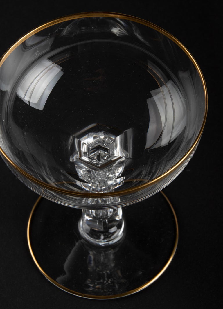 Set of 12 Early 20th Century Fine Crystal Cocktail or Champagne Glasses