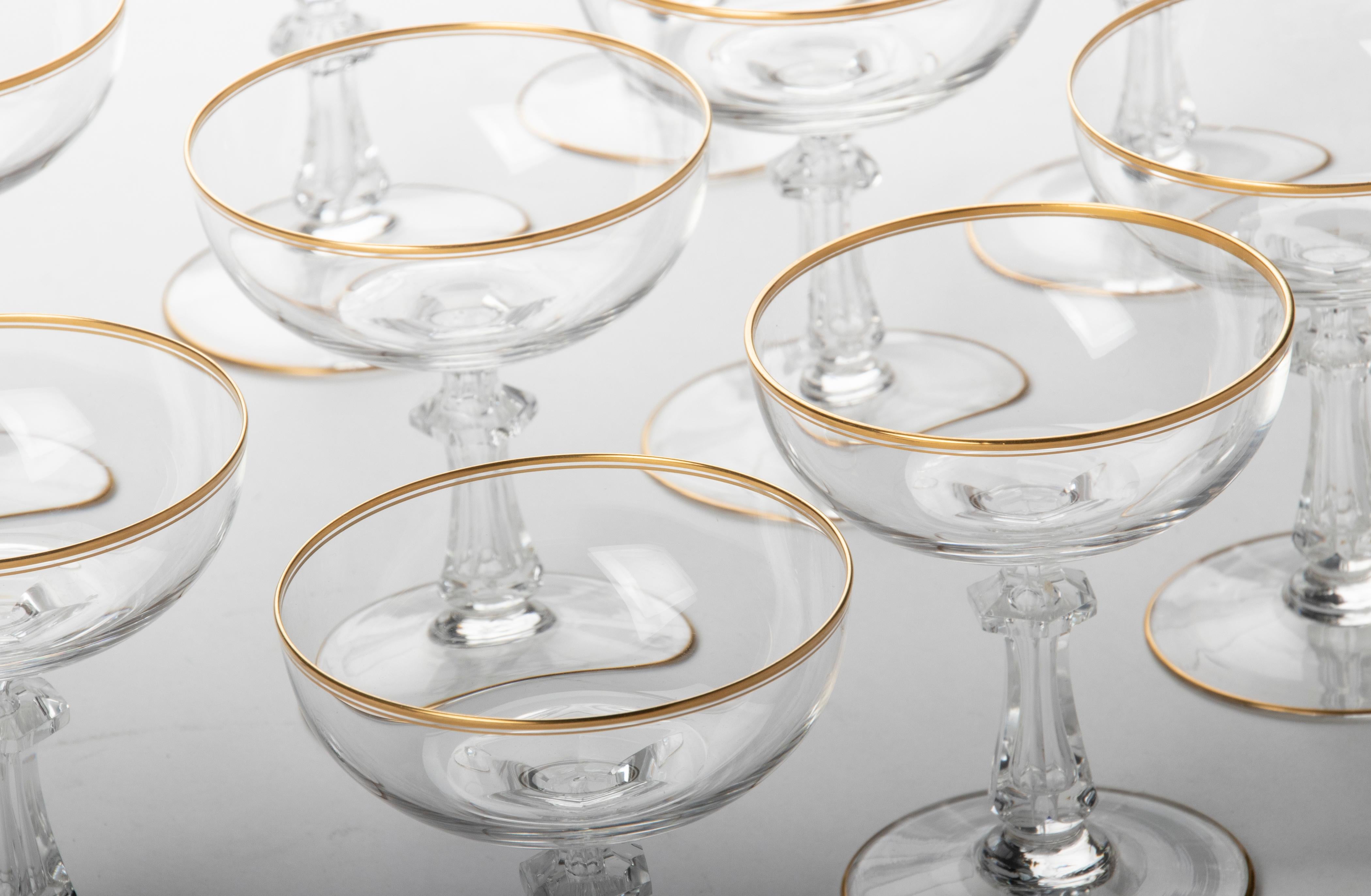 Set of 12 Early 20th Century Fine Crystal Cocktail or Champagne Glasses 8