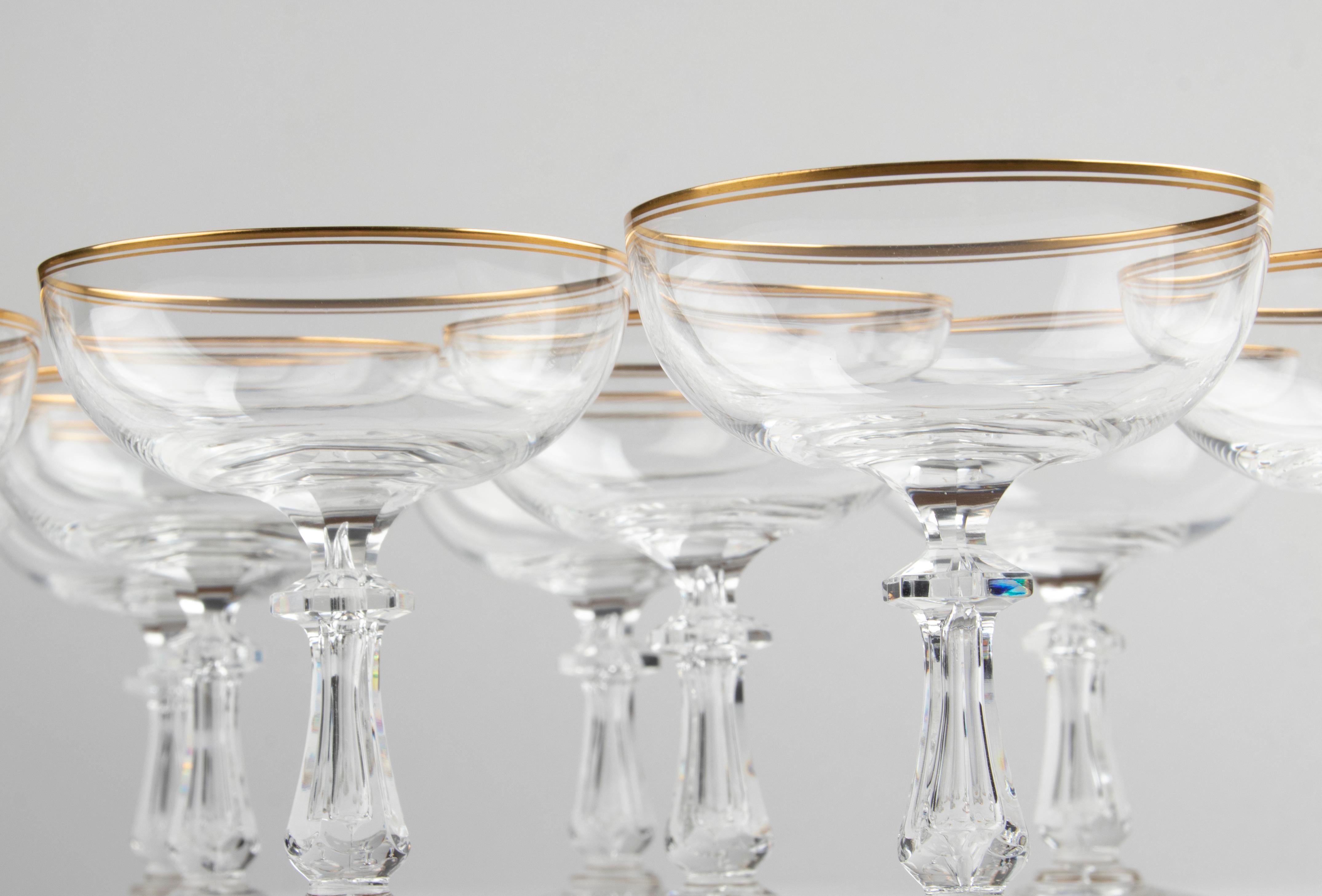 Set of 12 Early 20th Century Fine Crystal Cocktail or Champagne Glasses 9