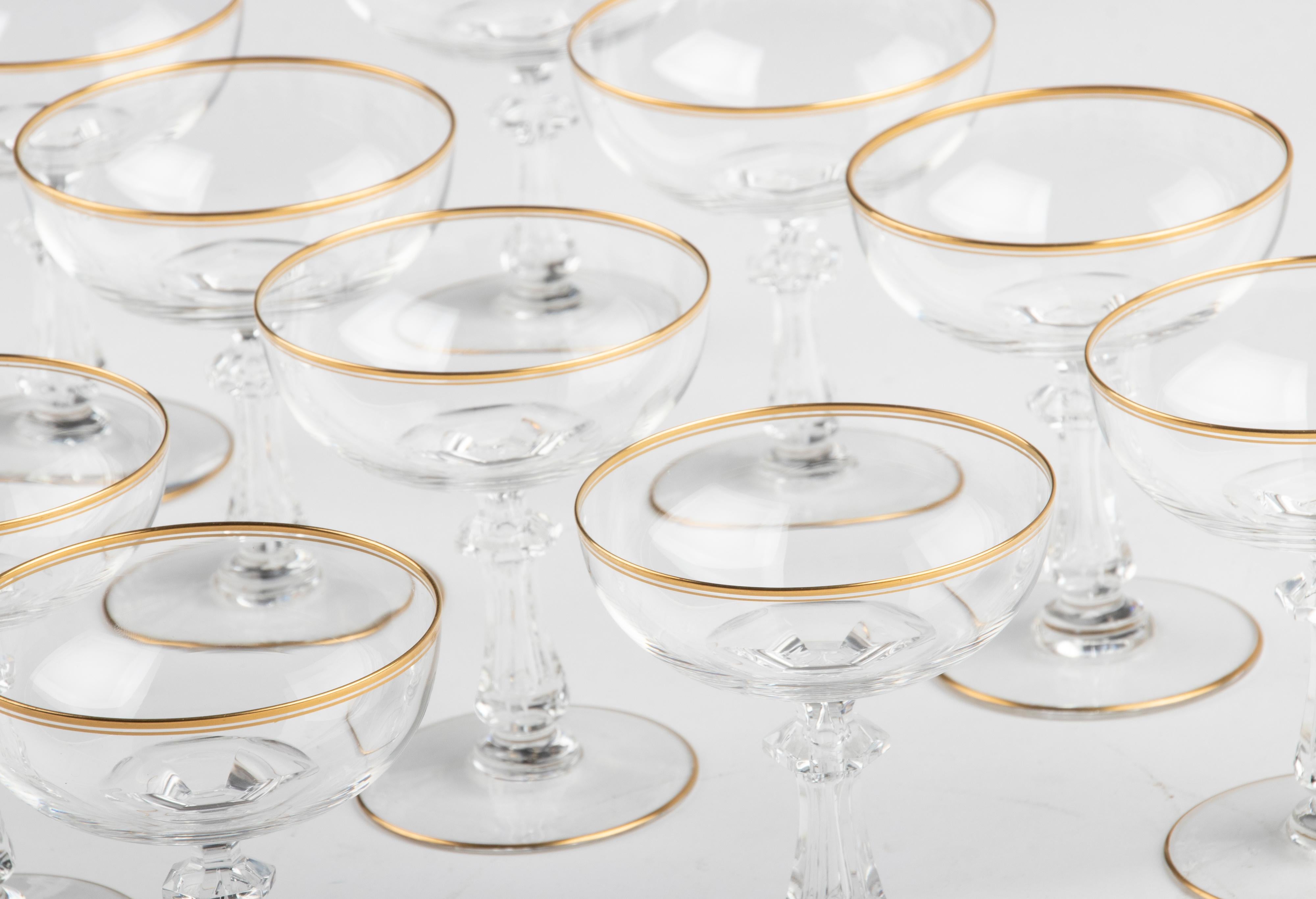 Set of 12 Early 20th Century Fine Crystal Cocktail or Champagne Glasses 11