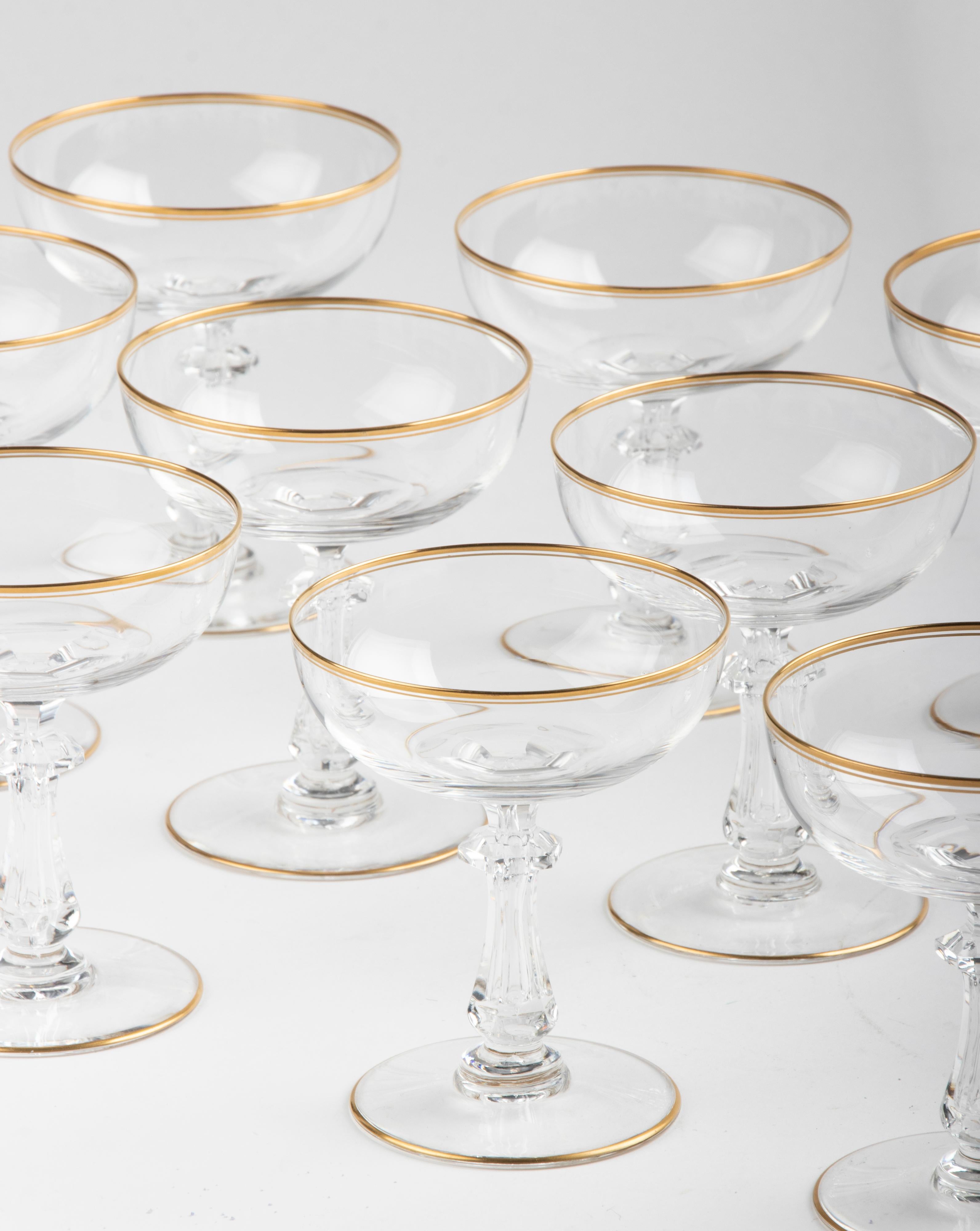 Set of 12 Early 20th Century Fine Crystal Cocktail or Champagne Glasses 1