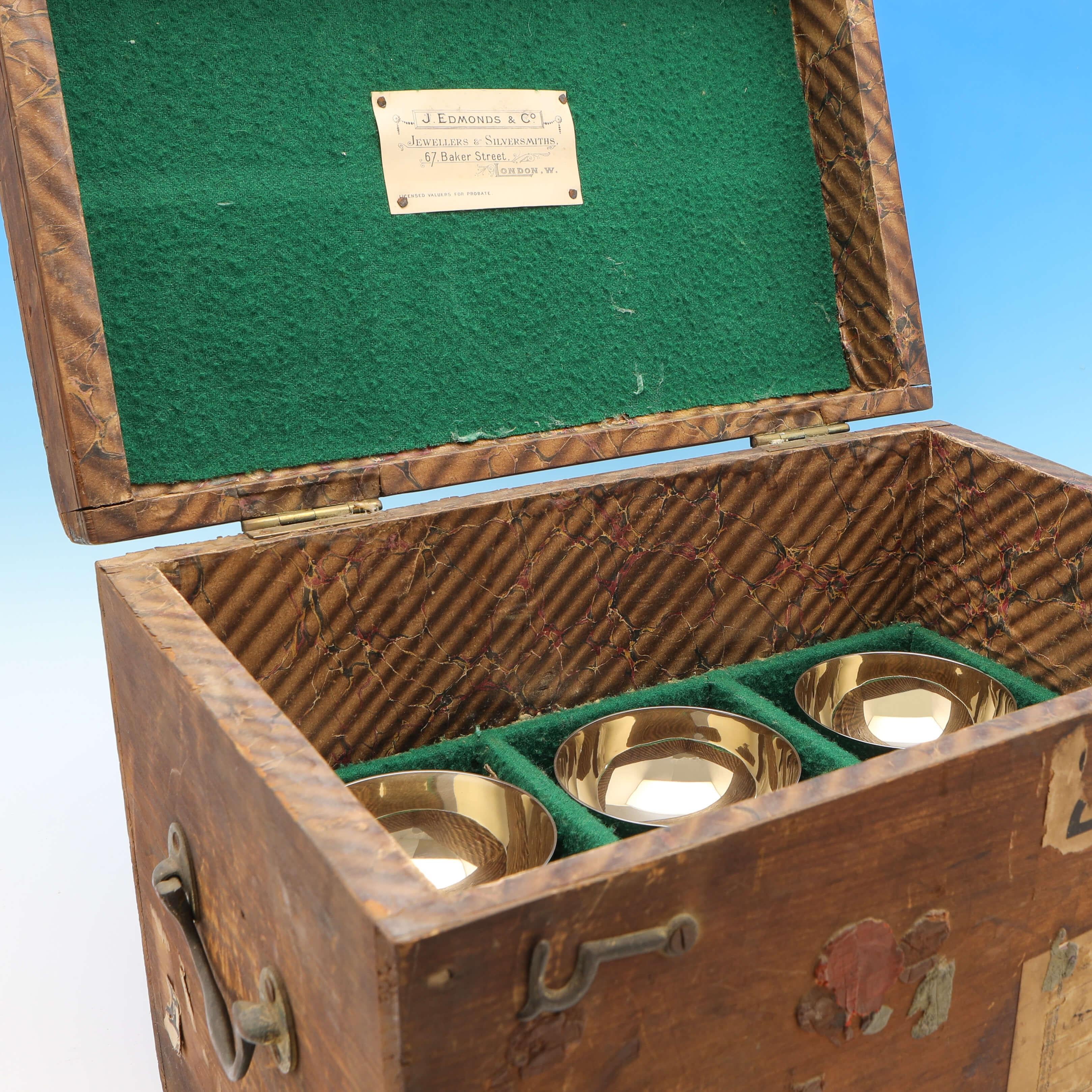 Set of 12 Edwardian Antique Sterling Silver Champagne Coupes - Barnards 1901/5 For Sale 2