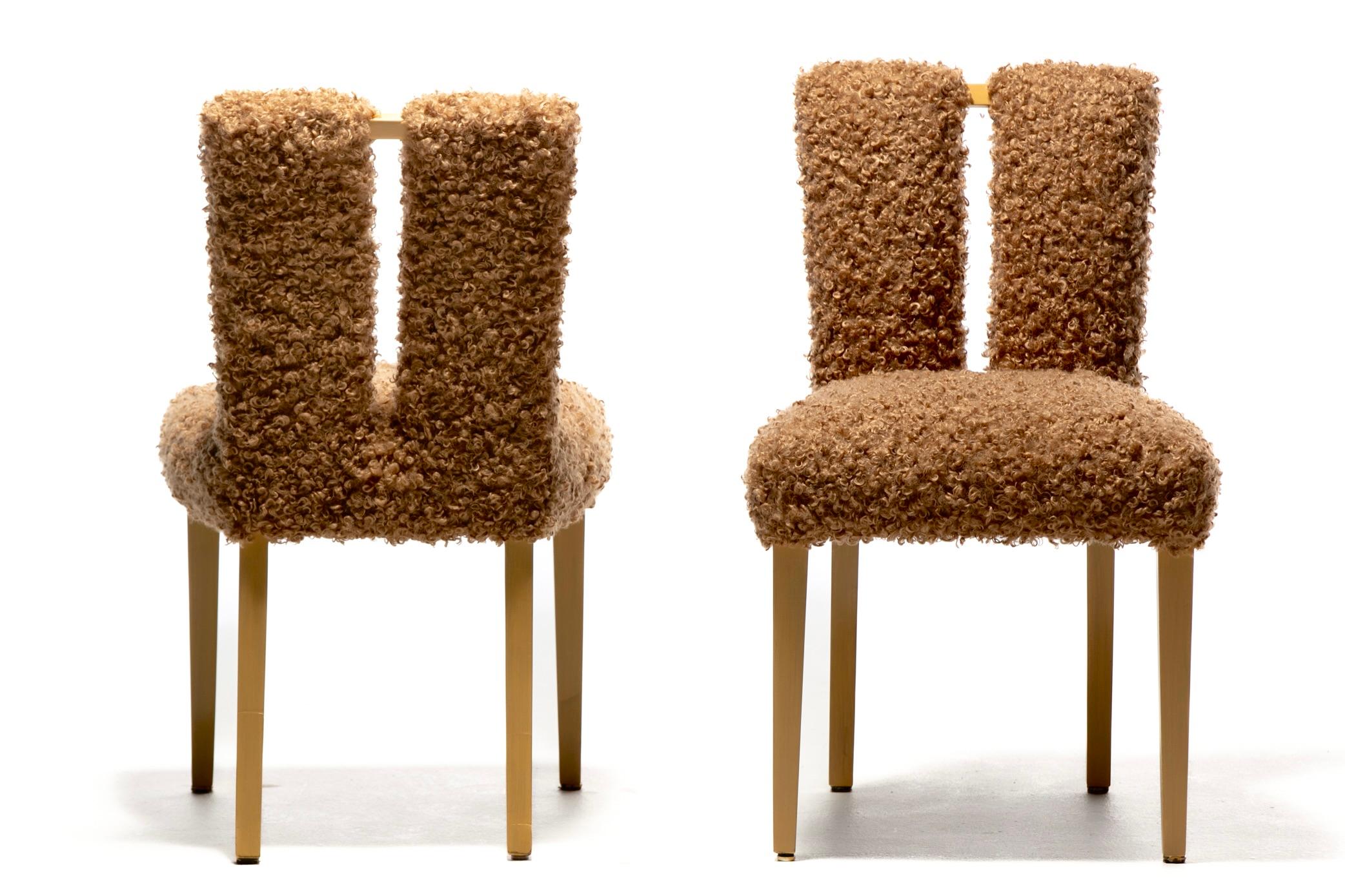 Set of 12 Eliel Saarinen Mid Century Modern Dining Chairs in Curly Camel Fabric 3