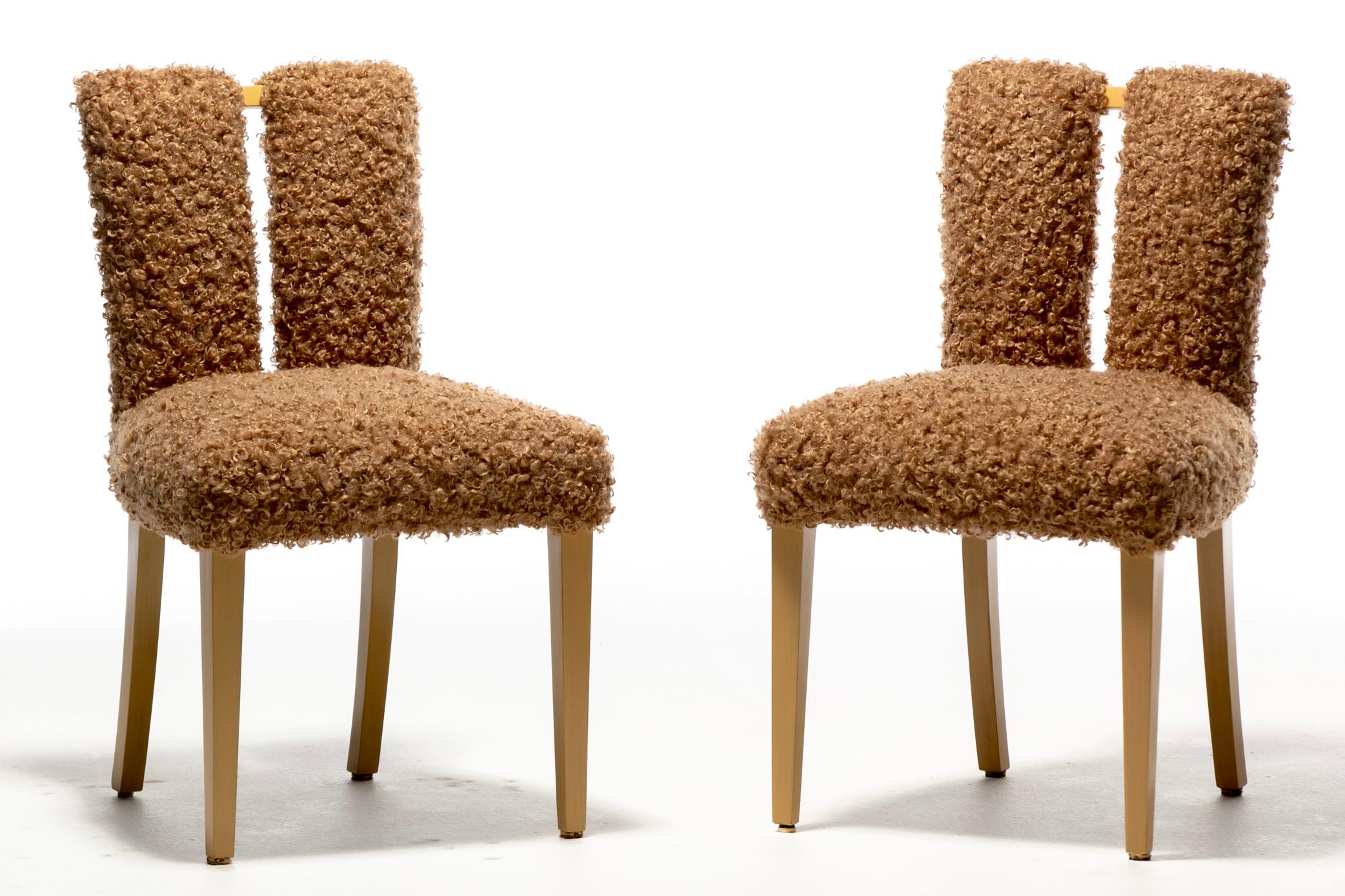 Set of 12 Eliel Saarinen Mid Century Modern Dining Chairs in Curly Camel Fabric 5