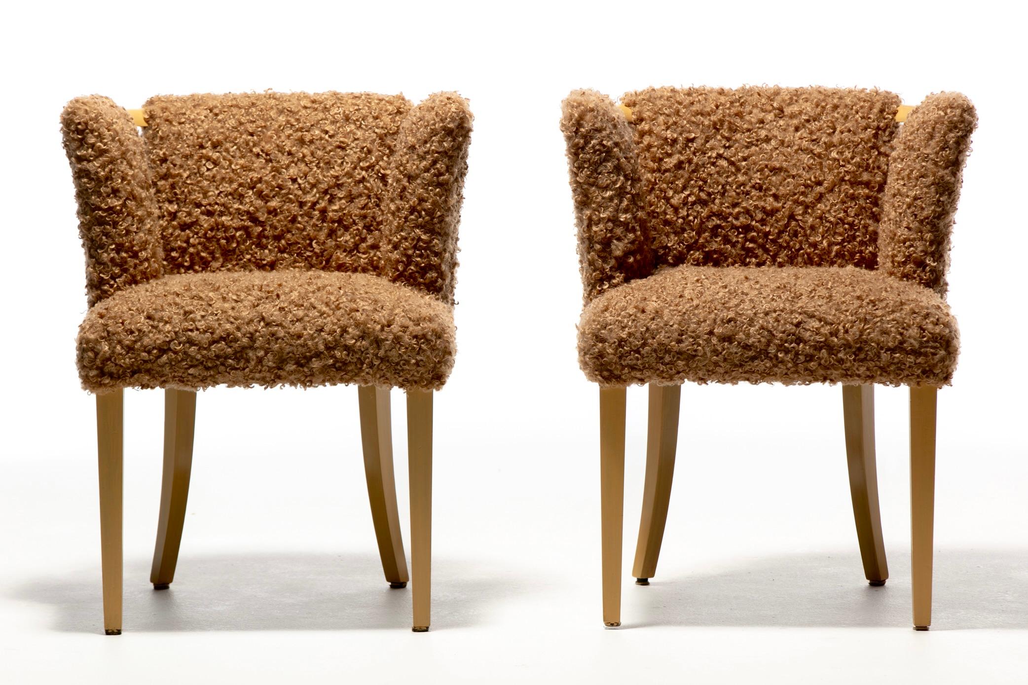 Set of 12 Eliel Saarinen Mid Century Modern Dining Chairs in Curly Camel Fabric 12