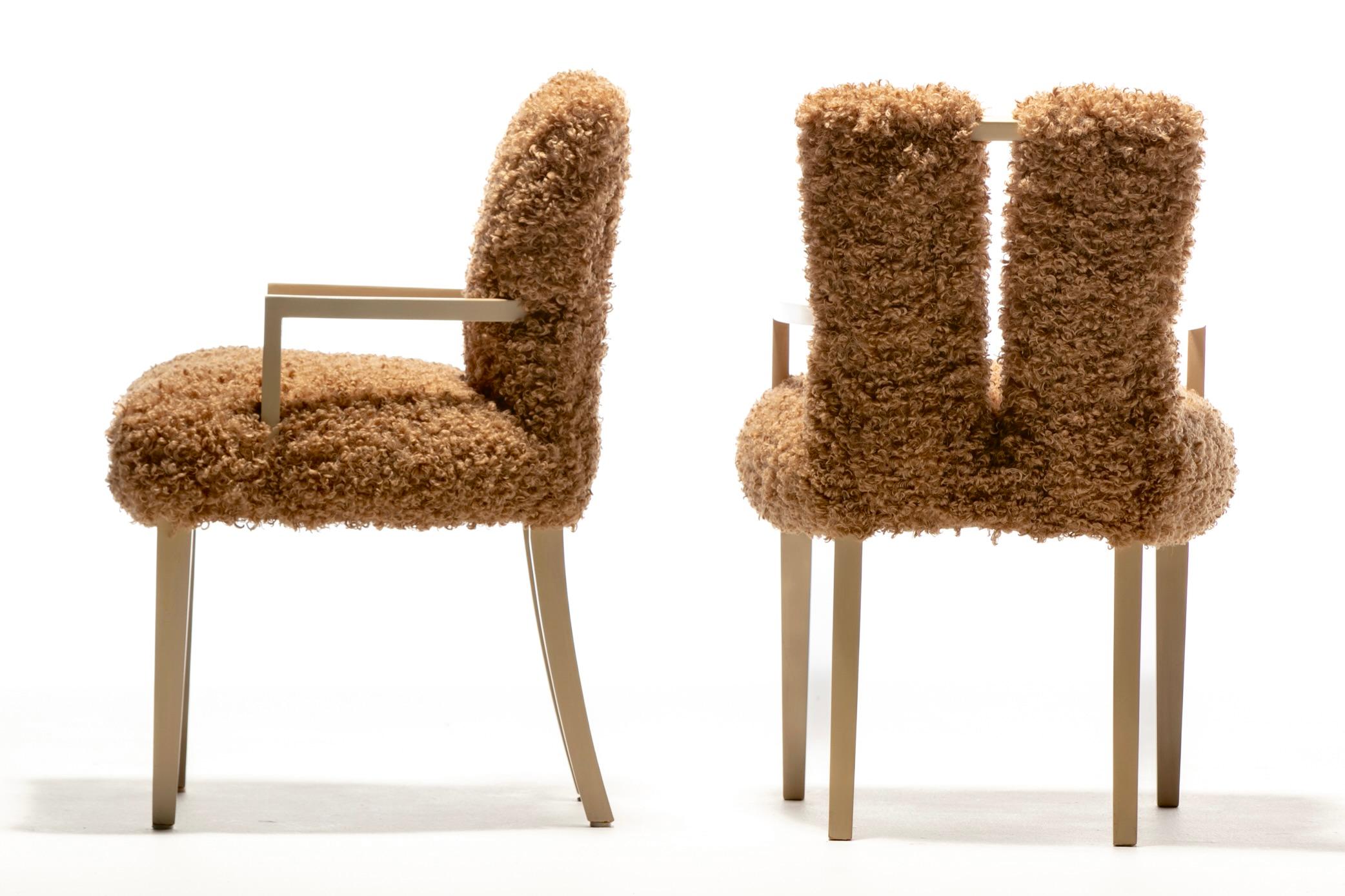 Set of 12 Eliel Saarinen Mid Century Modern Dining Chairs in Curly Camel Fabric In Good Condition In Saint Louis, MO