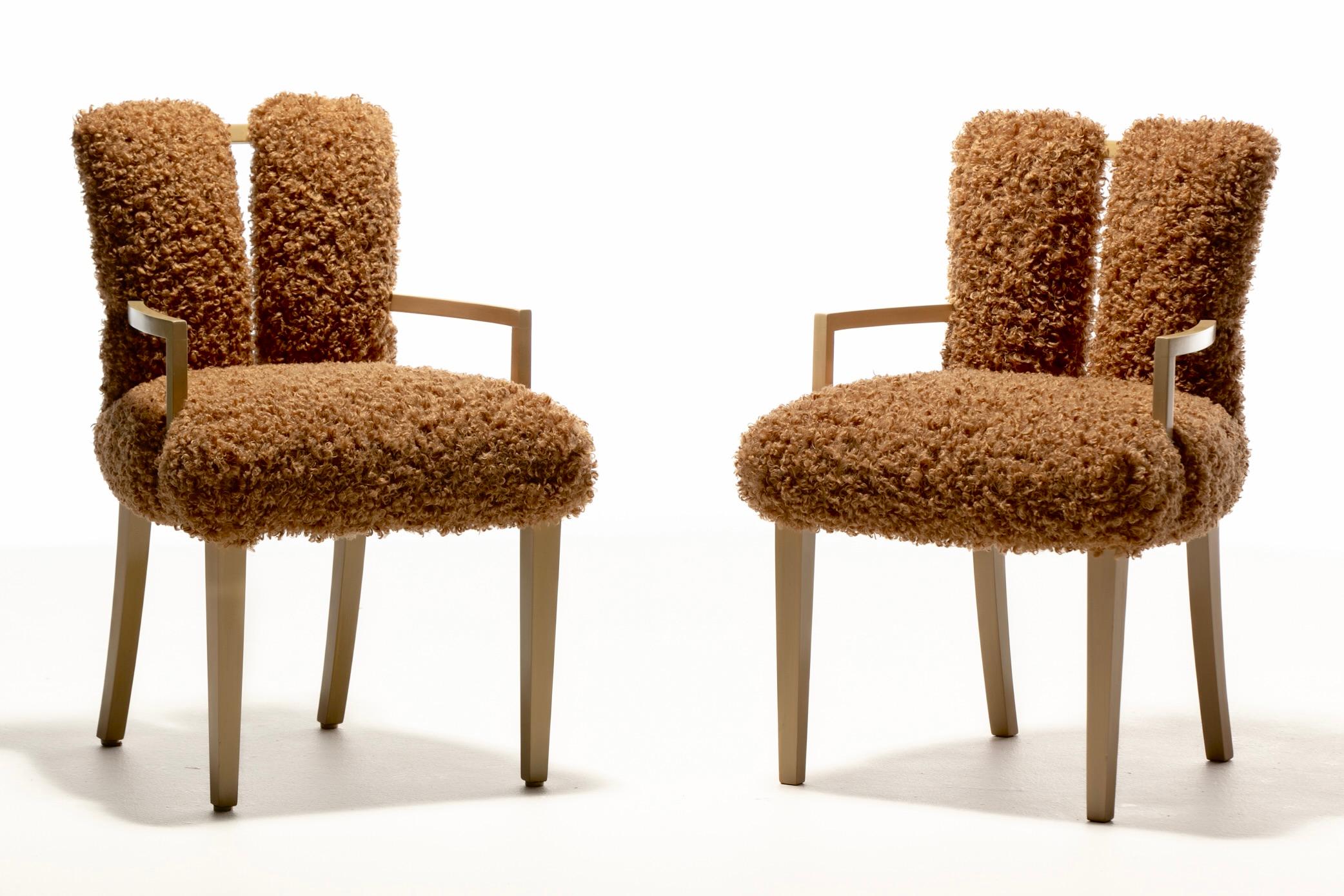 Mid-20th Century Set of 12 Eliel Saarinen Mid Century Modern Dining Chairs in Curly Camel Fabric