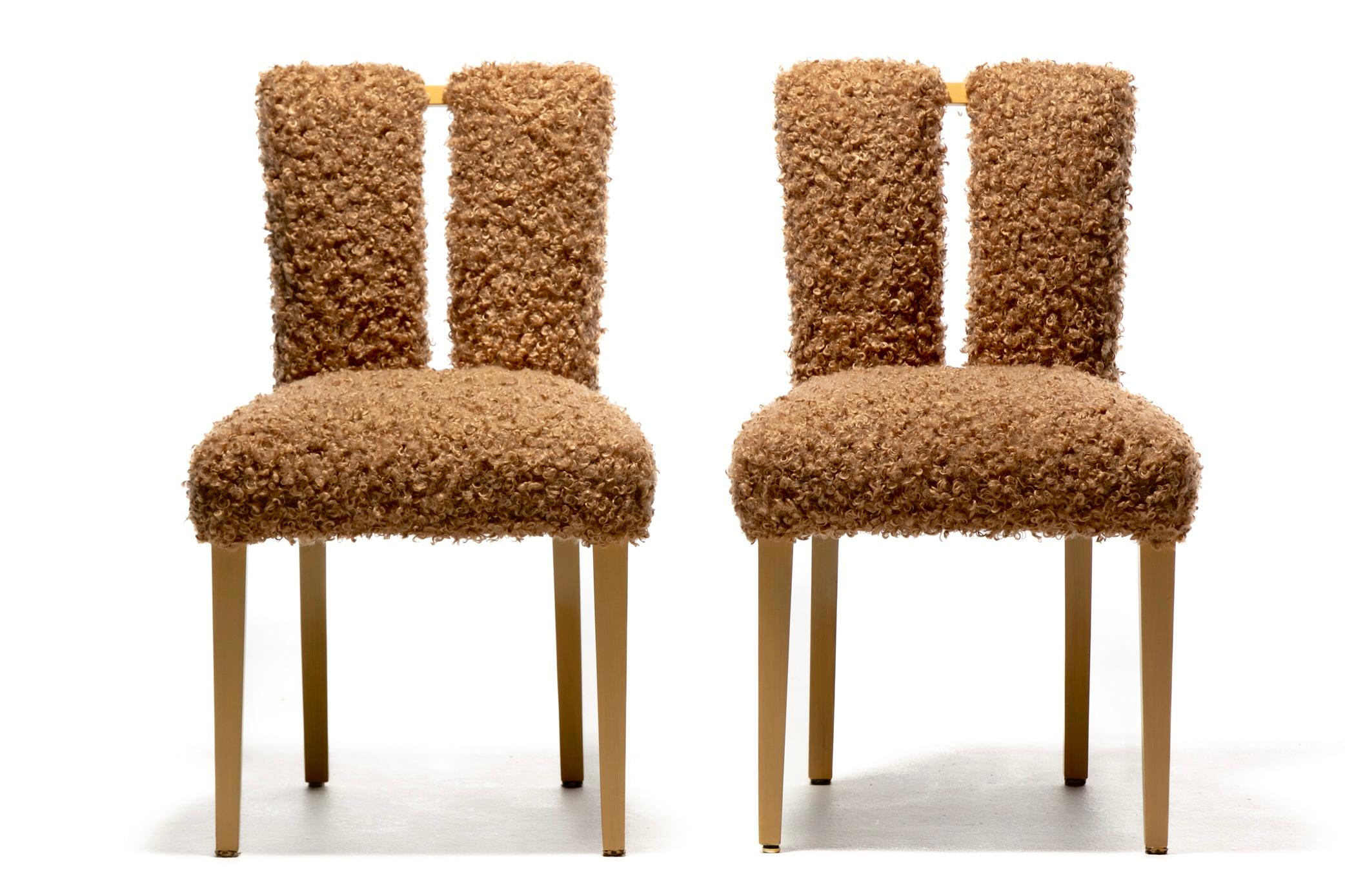 Set of 12 Eliel Saarinen Mid Century Modern Dining Chairs in Curly Camel Fabric 1