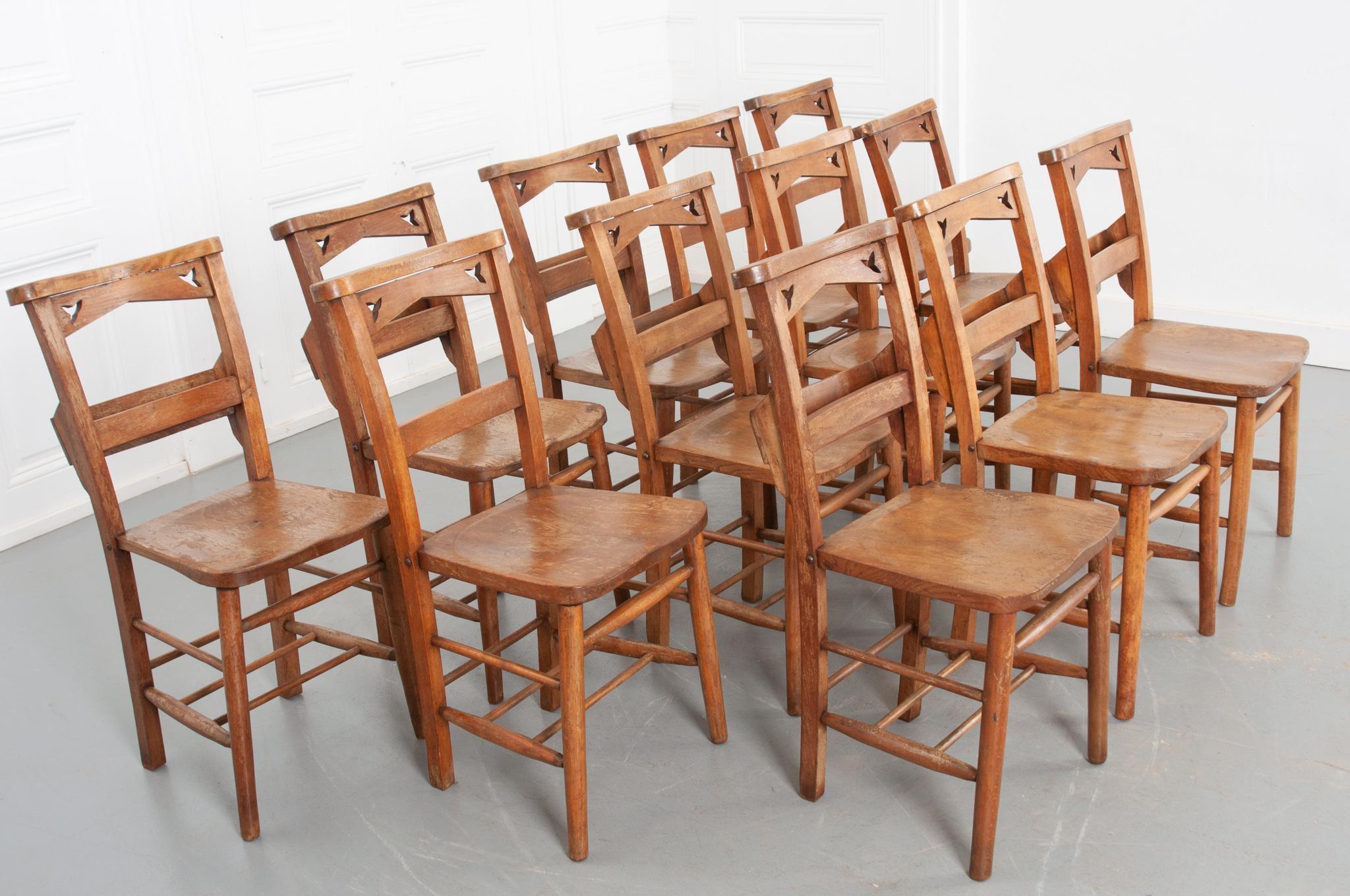 Set of 12 English 19th Century Church Chairs 4