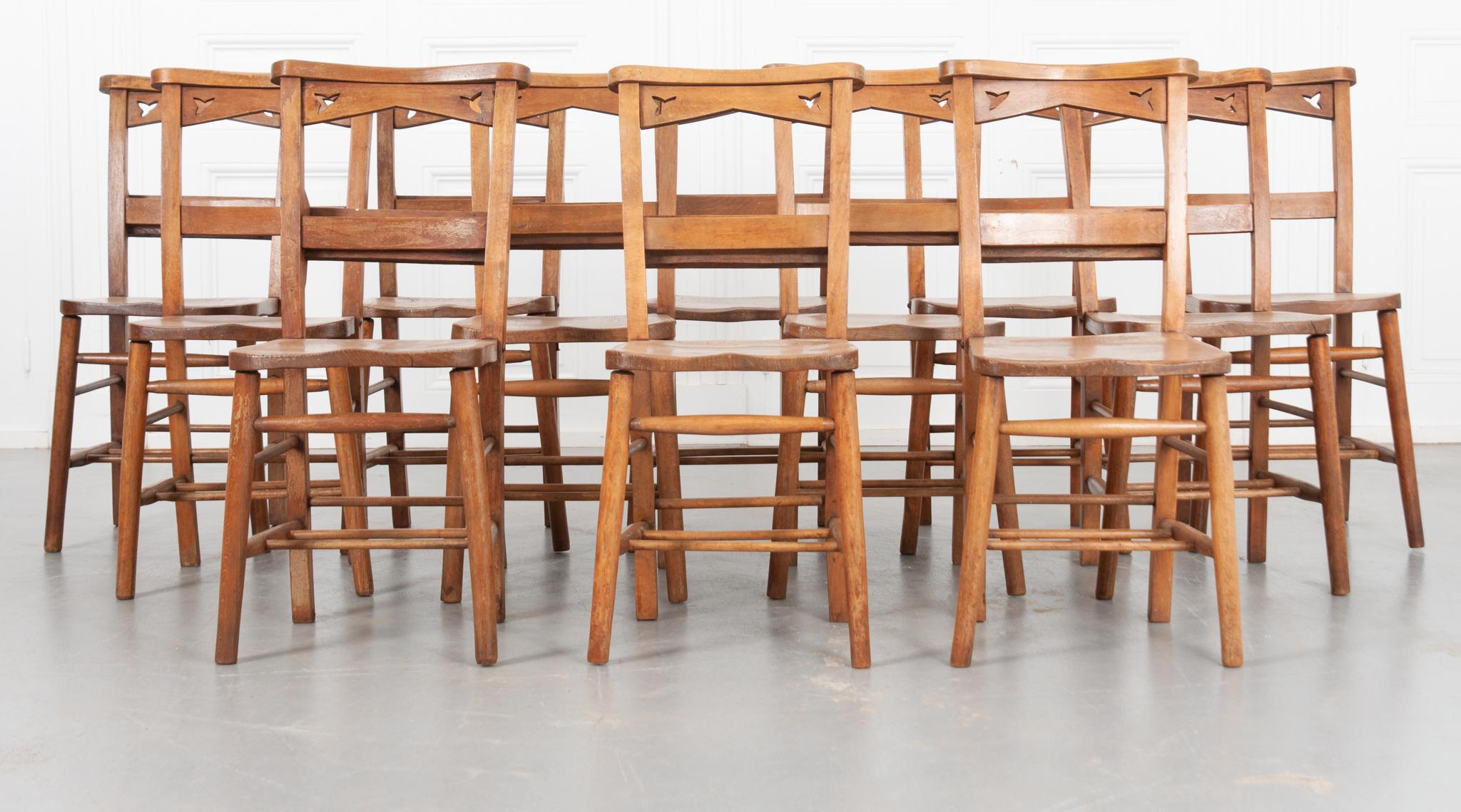 Set of 12 English 19th Century Church Chairs 6