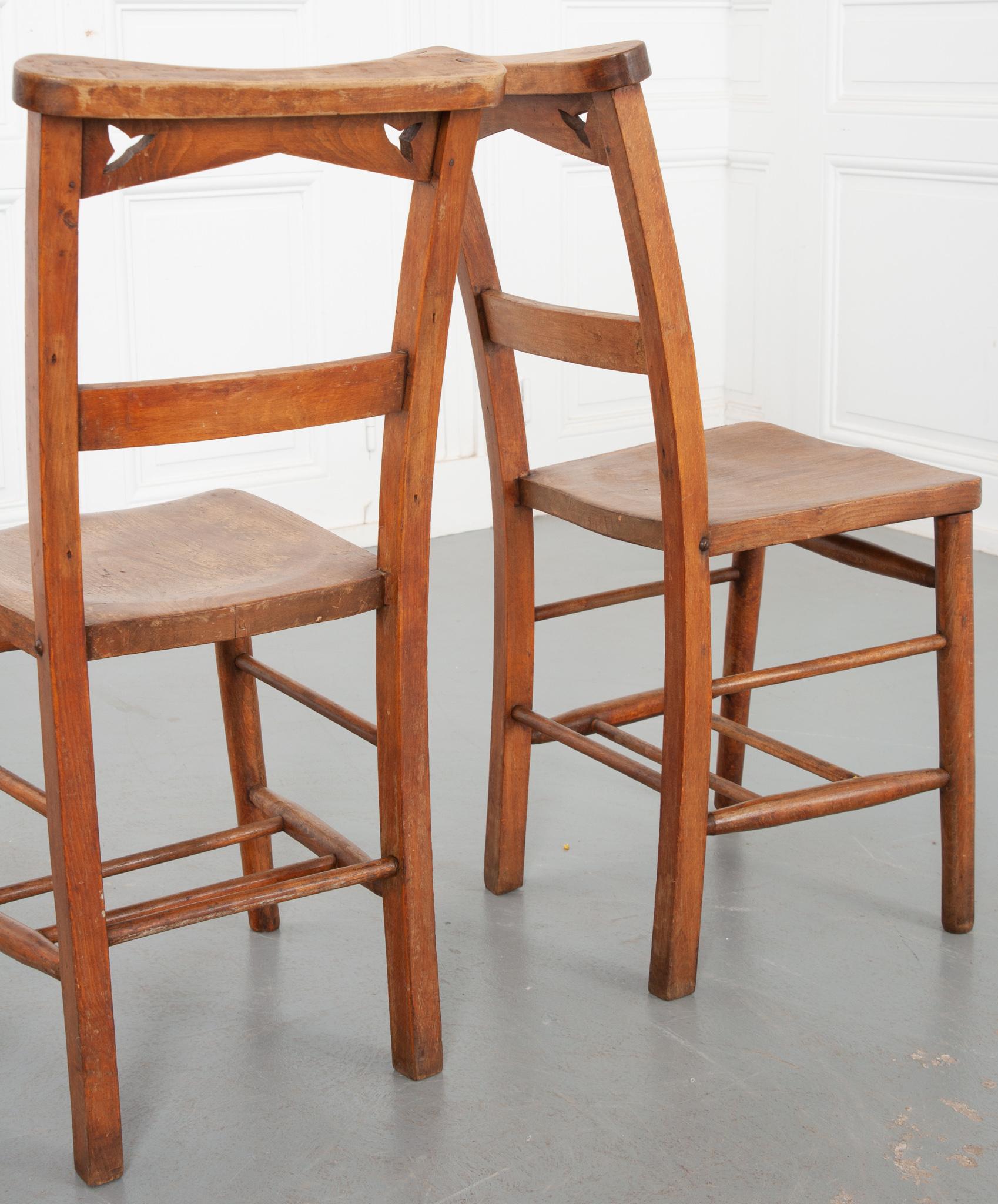 Rustic Set of 12 English 19th Century Church Chairs