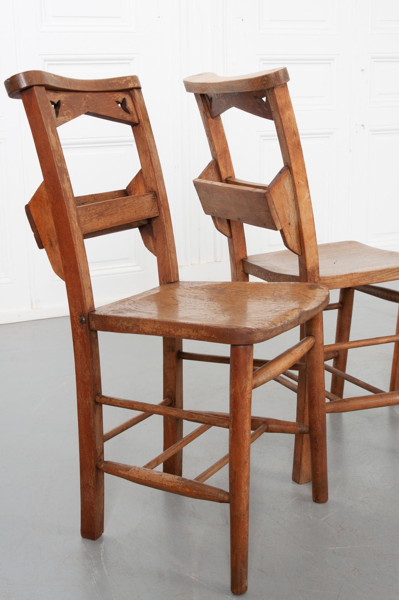Hand-Crafted Set of 12 English 19th Century Church Chairs