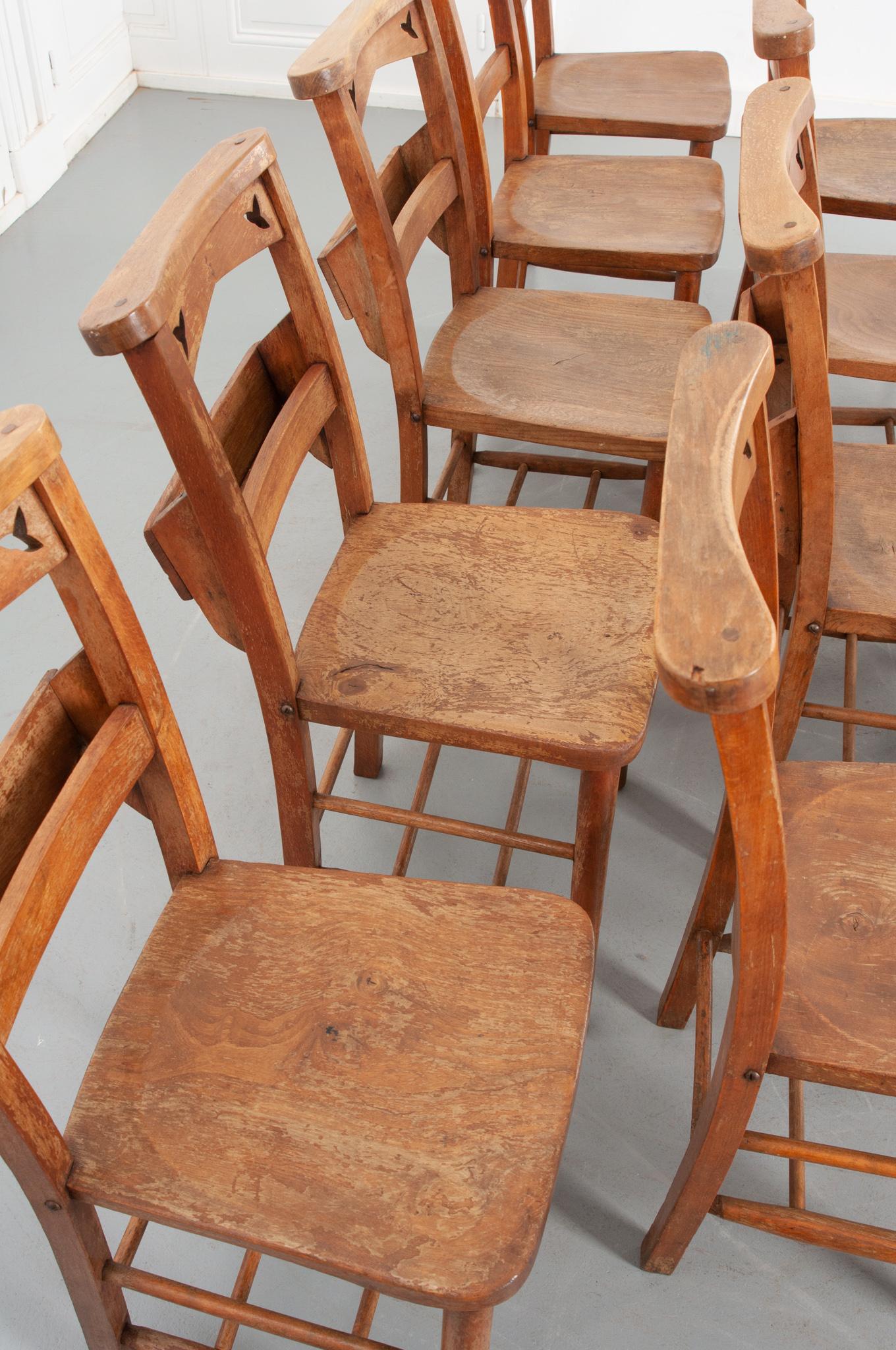 Set of 12 English 19th Century Church Chairs 1