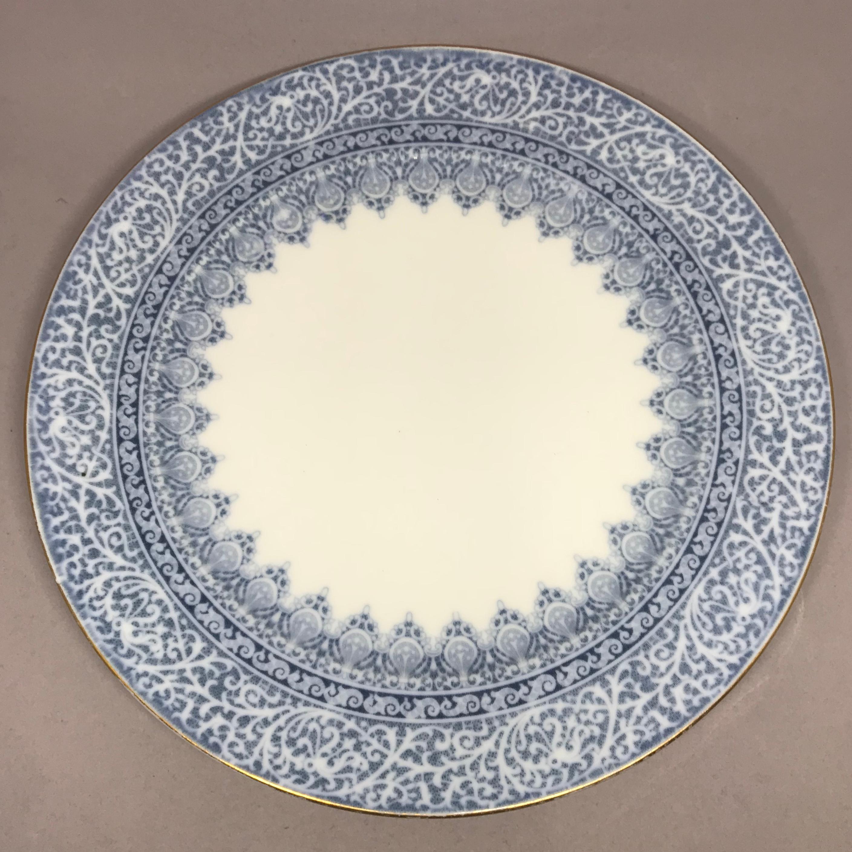 20th Century Set of 12 English Blue and White Dinner Plates