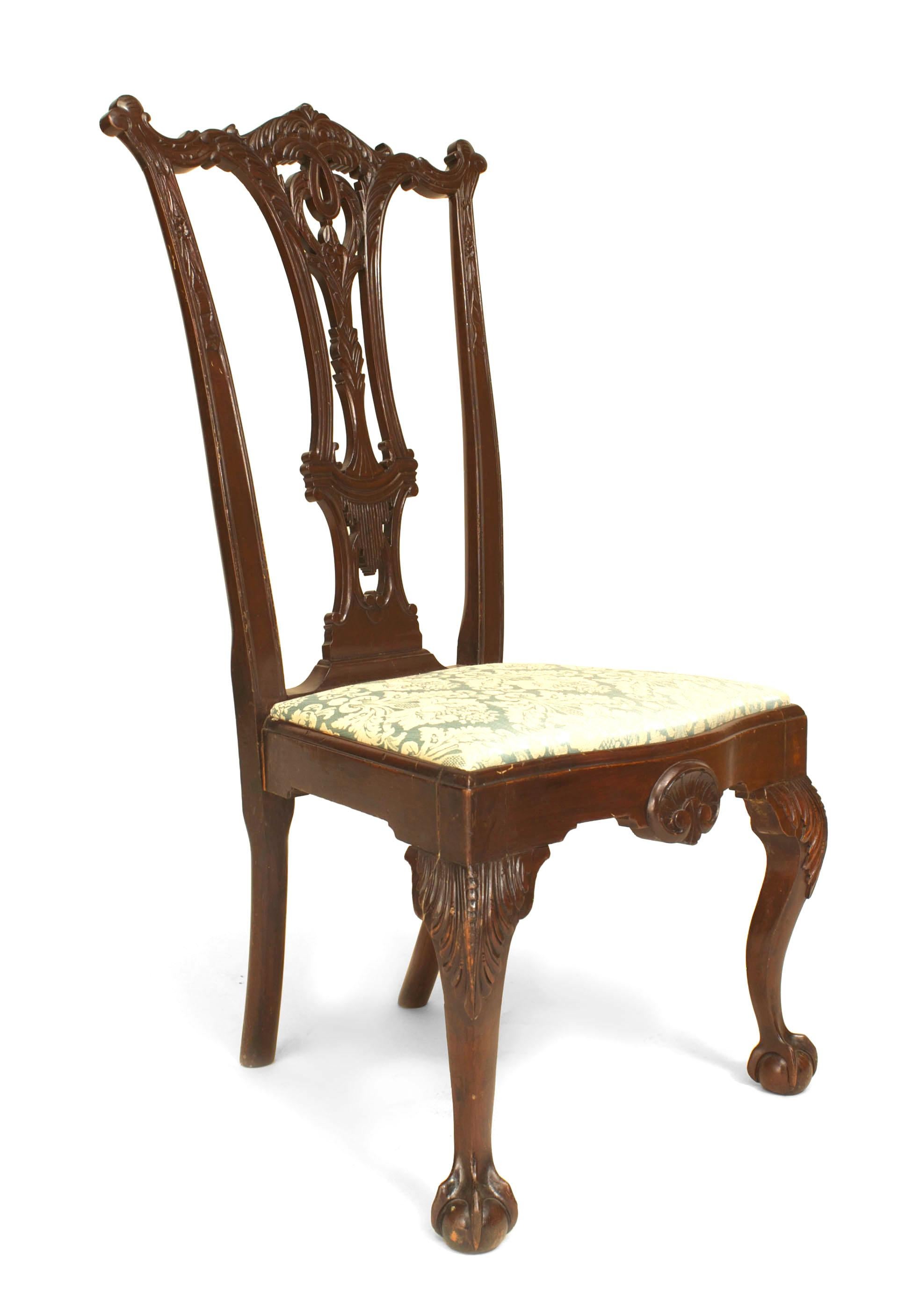 Set of 12 English Chippendale Carved Mahogany Dining Chairs For Sale 2