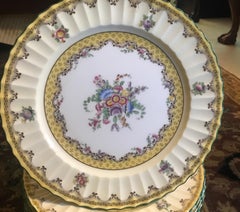 Set of 12 English Floral Service Dinner Plates by Royal Worcester
